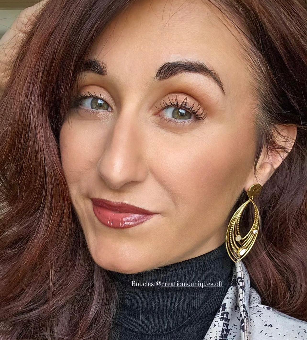 Boucles d’oreilles JOANNA gouttes dorées, bohème chic - Créations Uniques