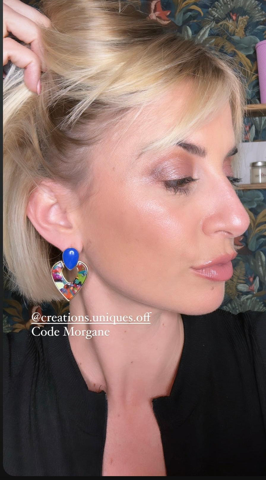 Boucles d’oreilles MAUREEN résine multicolore - Créations Uniques