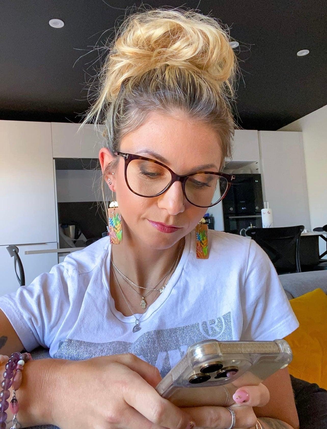 Boucles d’oreilles ELYNE feuillage tropical - Créations Uniques - Créations Uniques