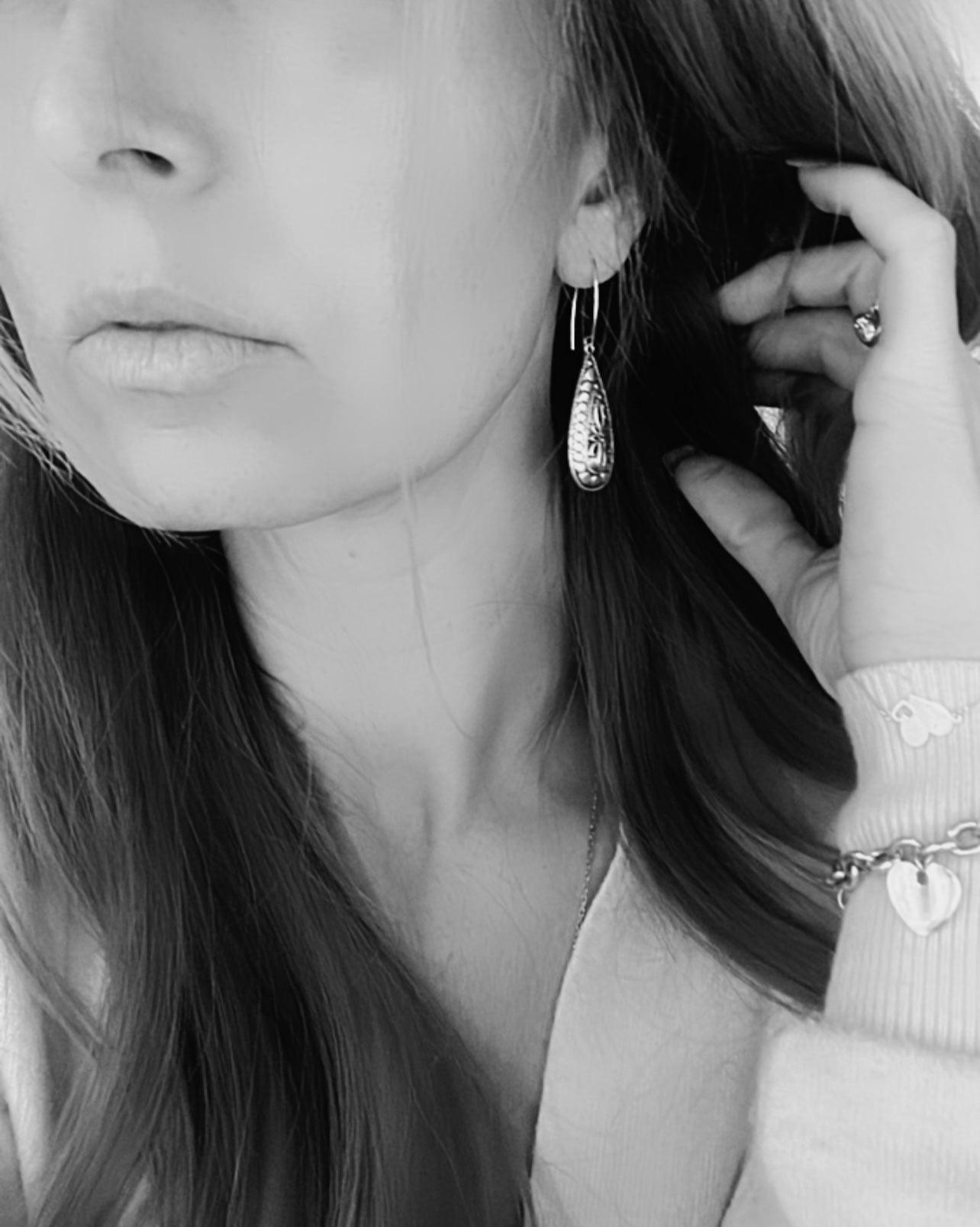 Boucles d’oreilles LORELAY gouttes argentées - Créations Uniques - Créations Uniques