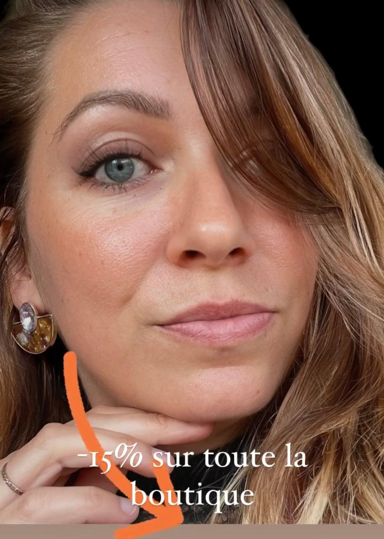 Boucles d’oreilles LIV demi cercle résine marron mauve - Créations Uniques