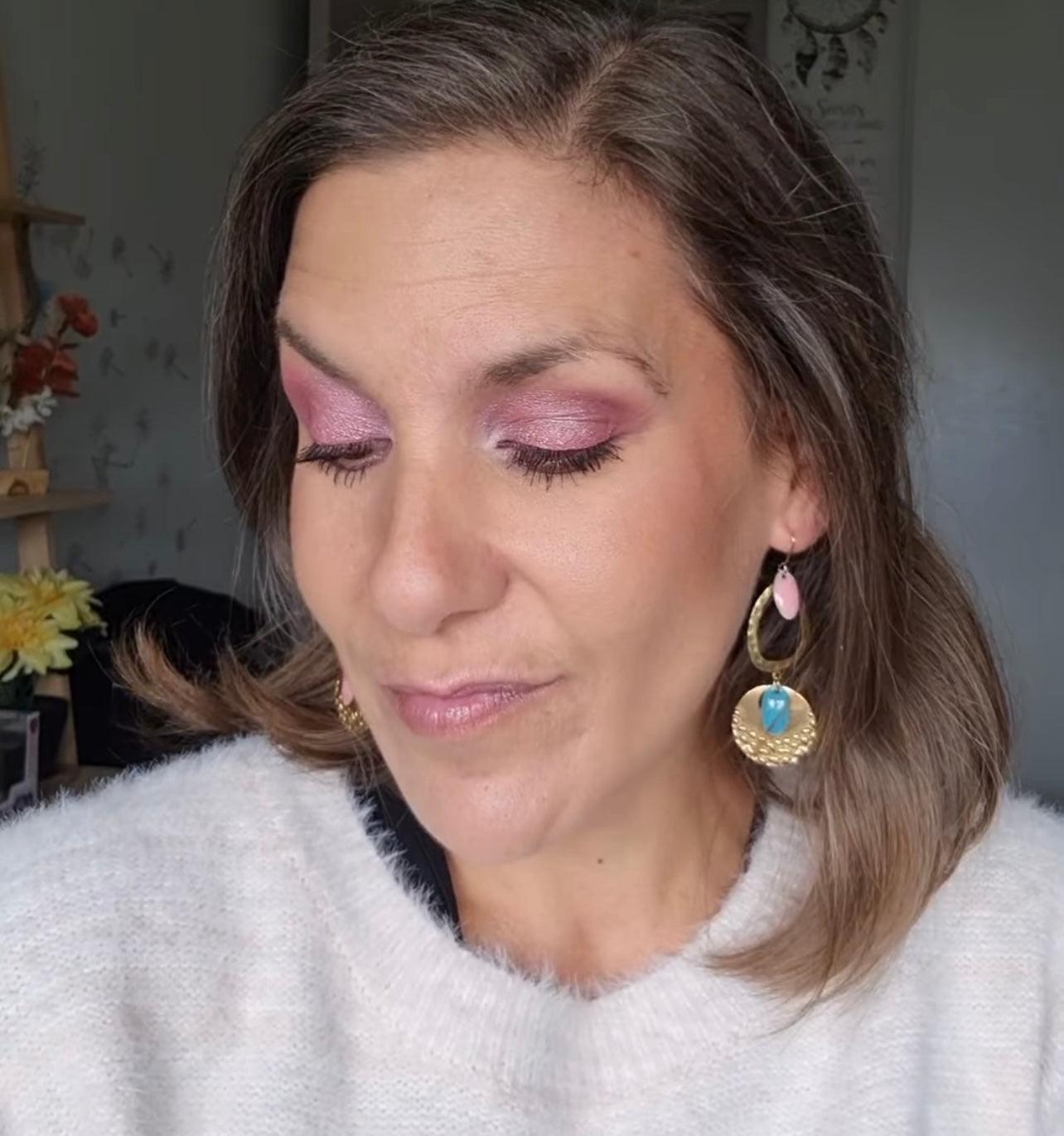 Boucles d’oreilles asymétriques ALICIA gouttes roses et bleues - Créations Uniques - Créations Uniques