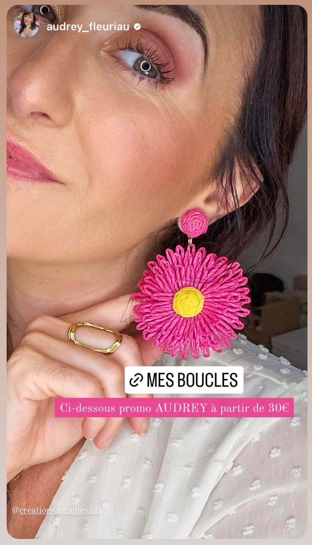 Boucles d’oreilles CARLY fleurs printemps été roses style campagne - Créations Uniques