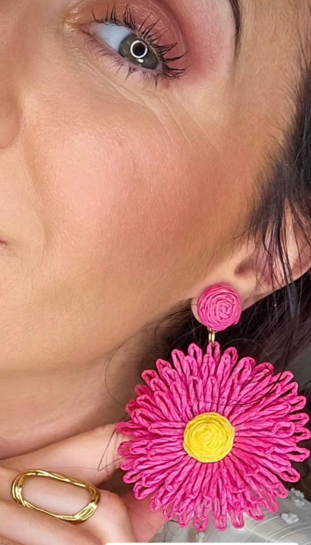 Boucles d’oreilles CARLY fleurs printemps été roses style campagne - Créations Uniques