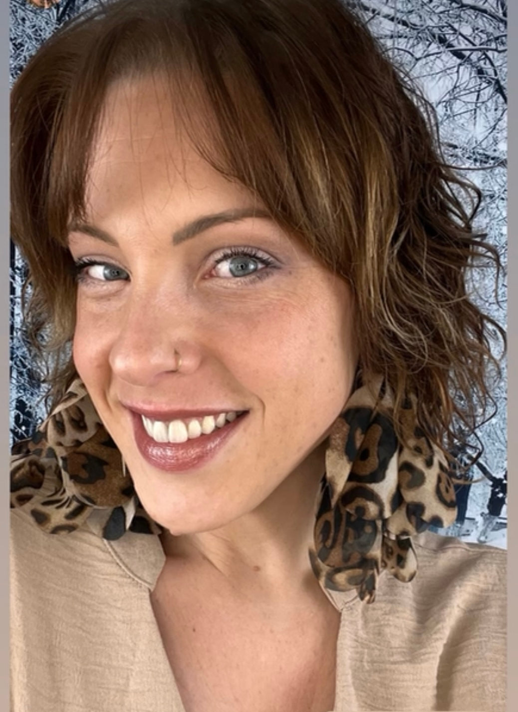 Boucles d’oreilles ALESSANDRA tissu soie motif léopard - Créations Uniques