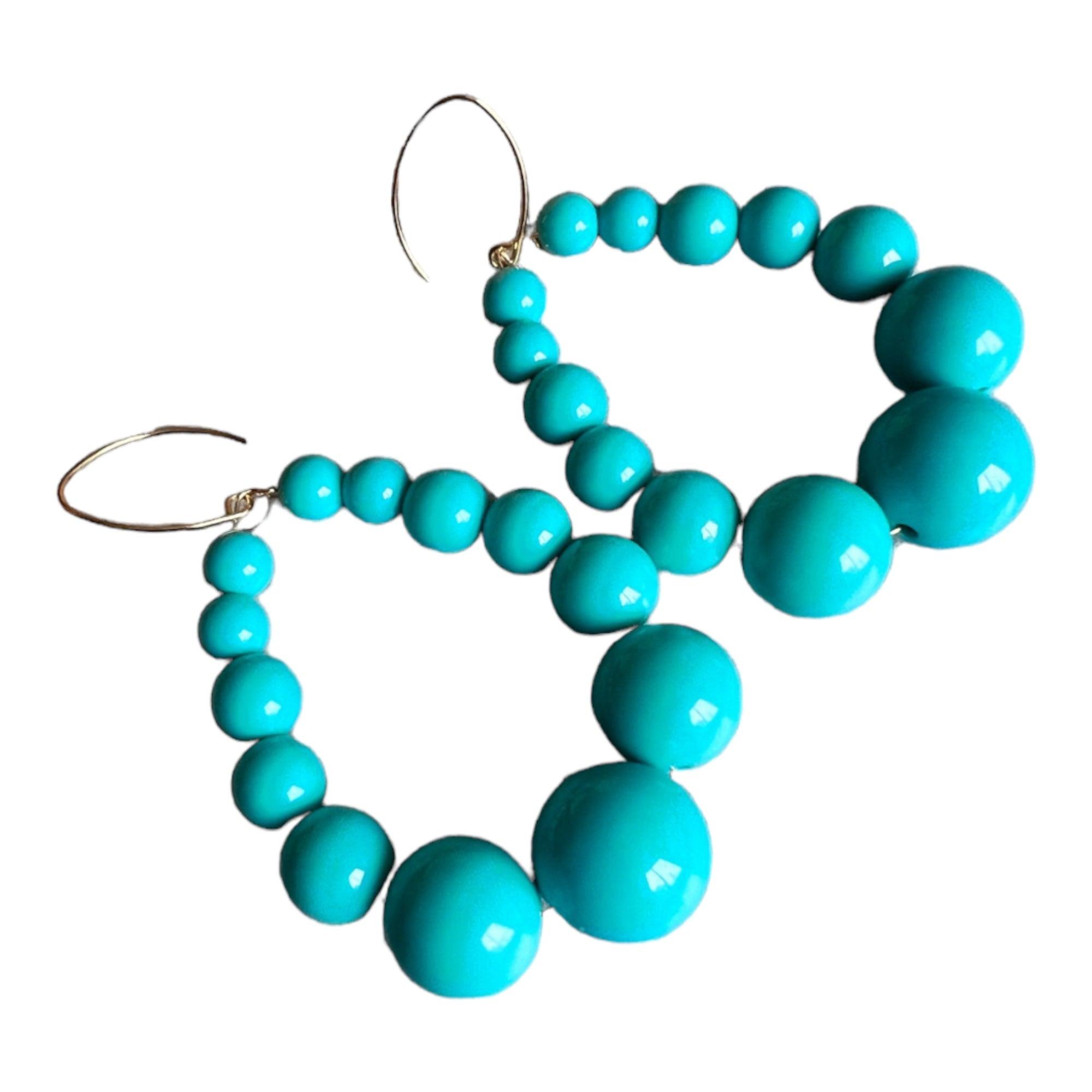 Boucles d’oreilles VINCIANE perles bleues turquoises- Créations Uniques - Créations Uniques