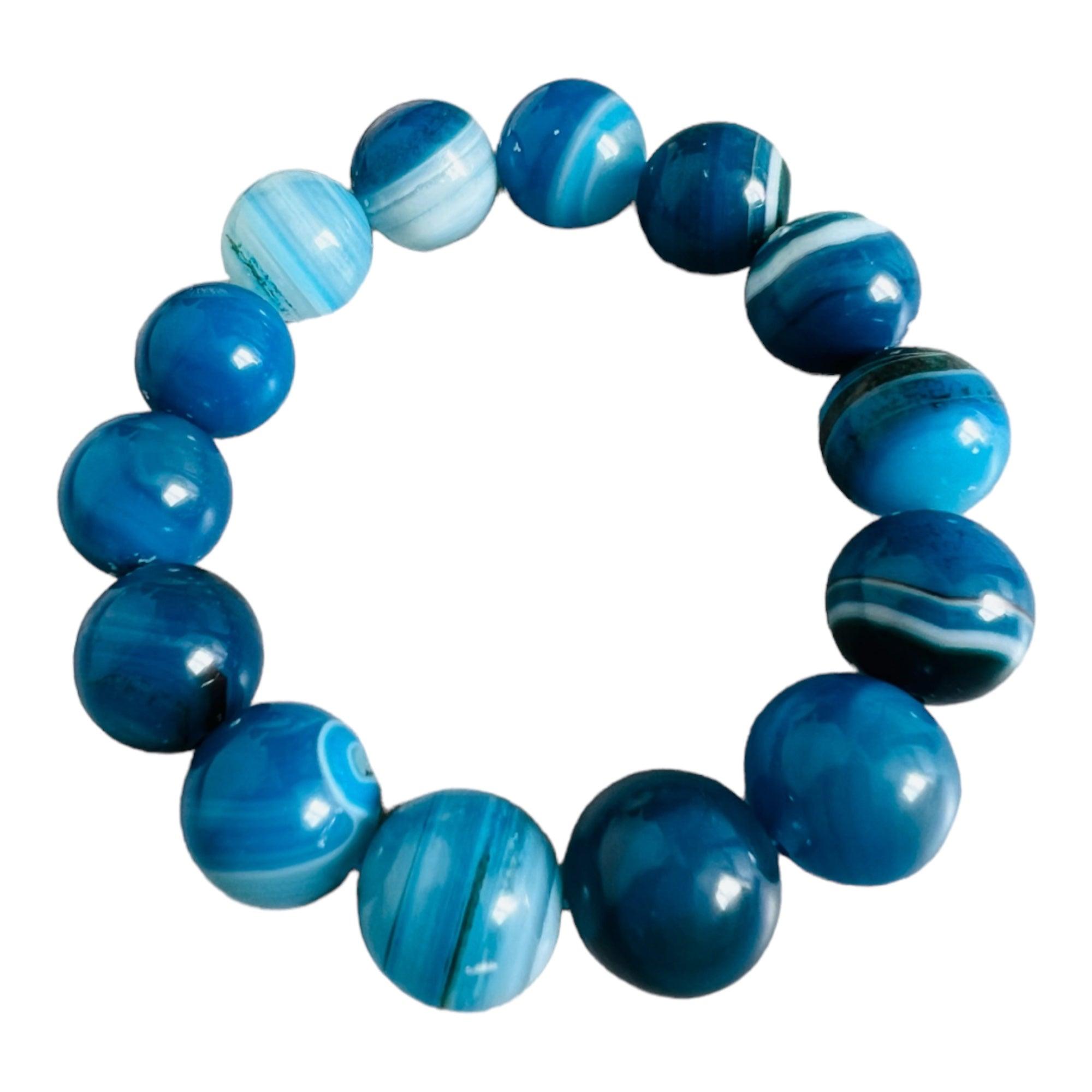 Bracelet perles BLEU AGATE - Créations Uniques