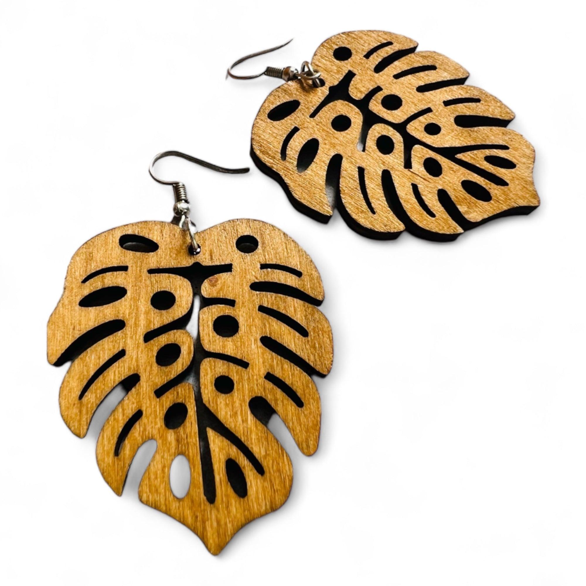 Boucles d’oreilles LYANNA feuilles bois style bohème - Créations Uniques