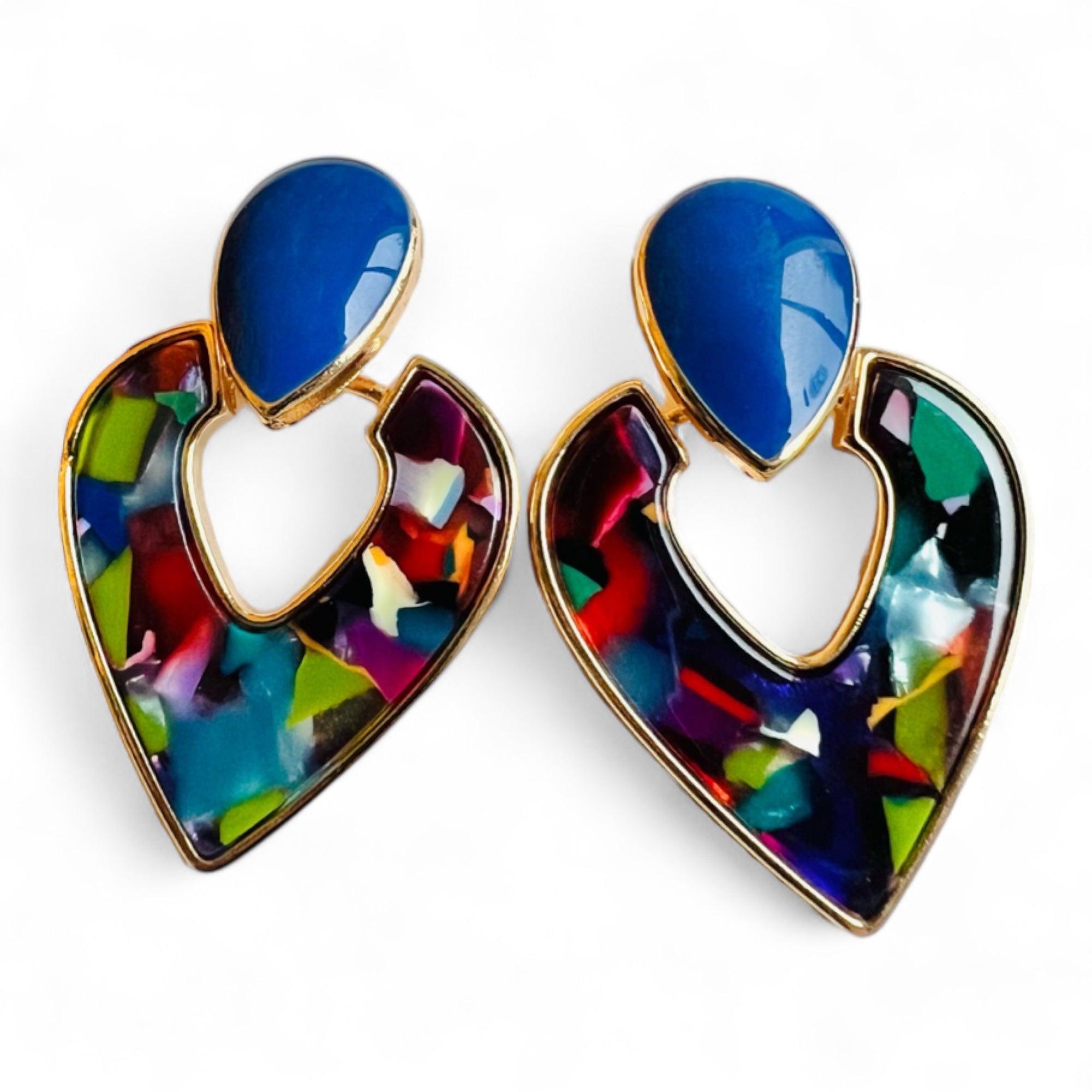 Boucles d’oreilles MAUREEN résine multicolore - Créations Uniques