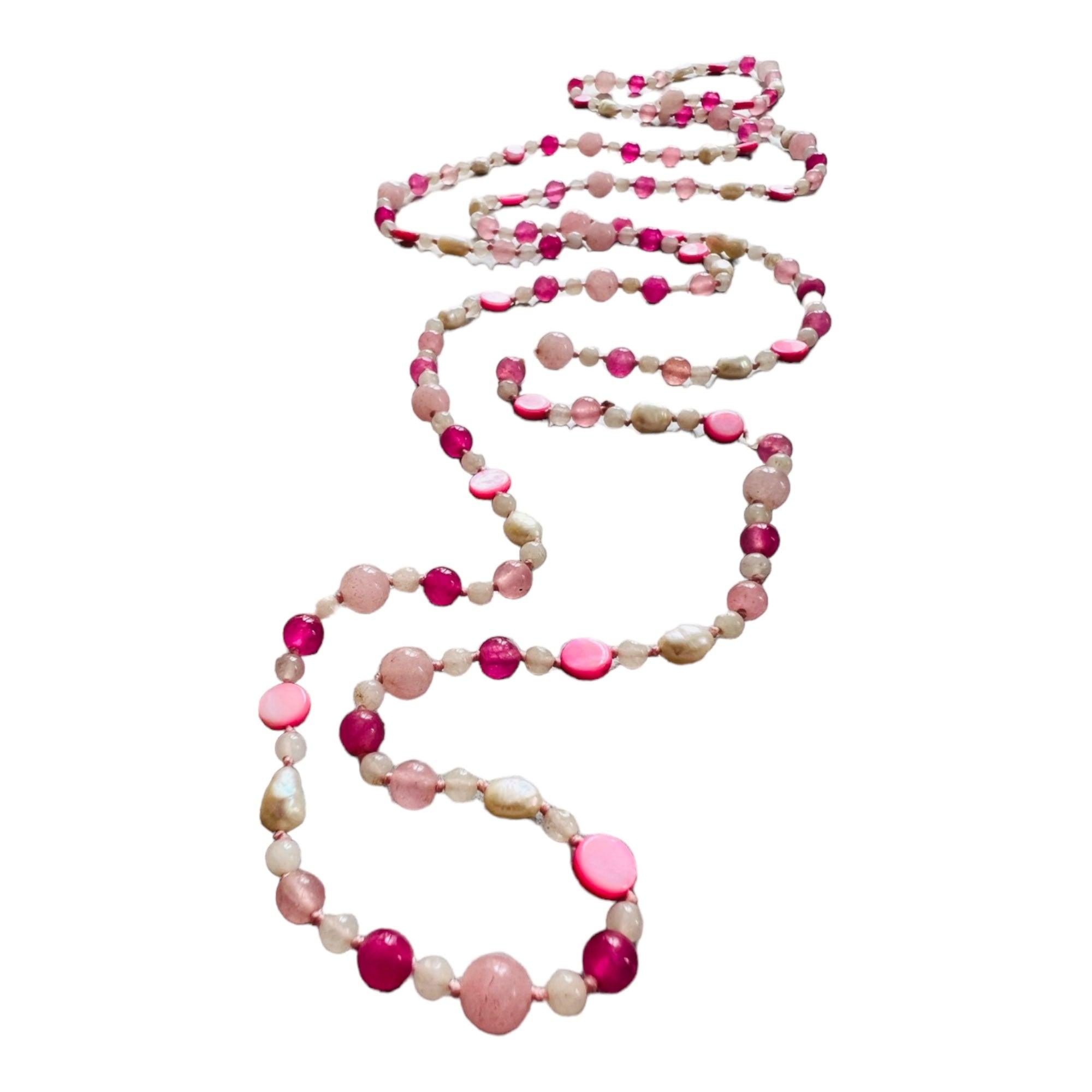 Collier de perles roses Vintage HYACINTHE style rétro - Créations Uniques