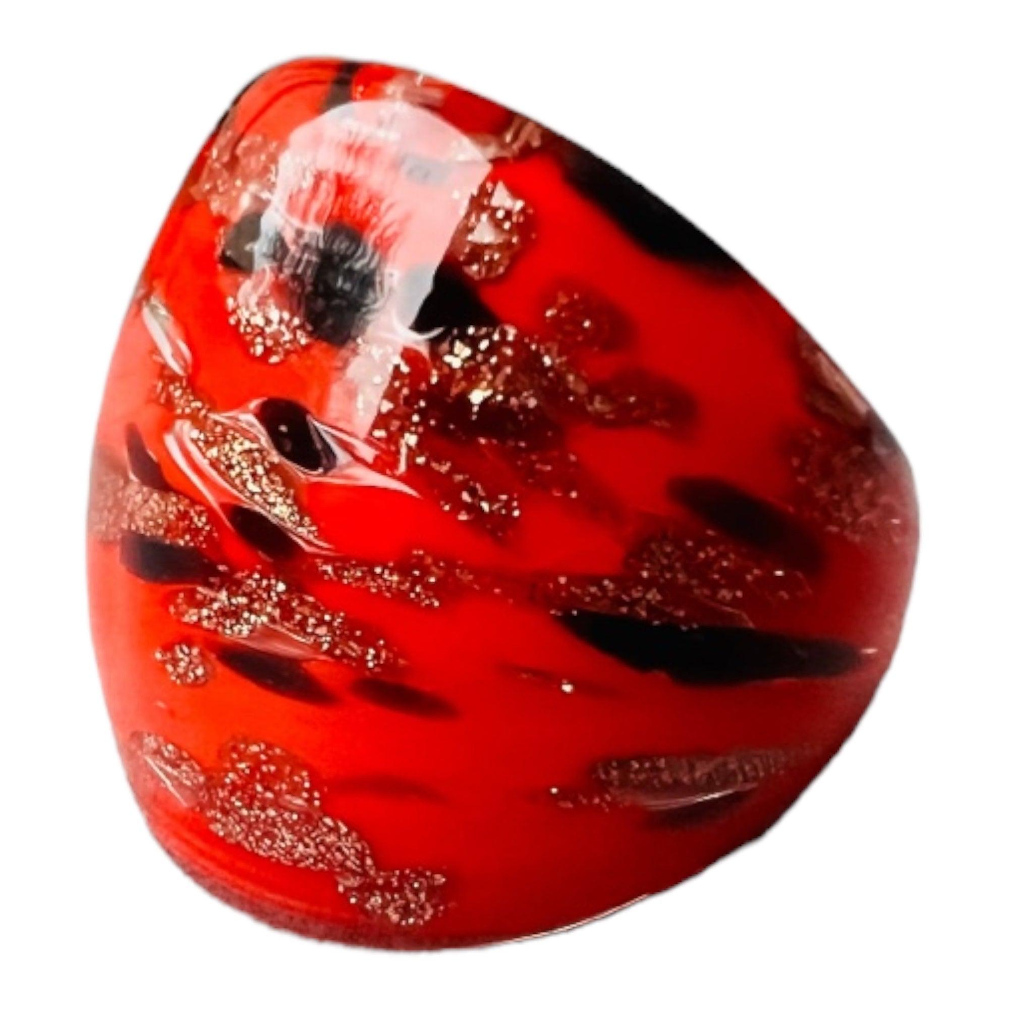 Bague en verre JESSICA rouge - Créations Uniques