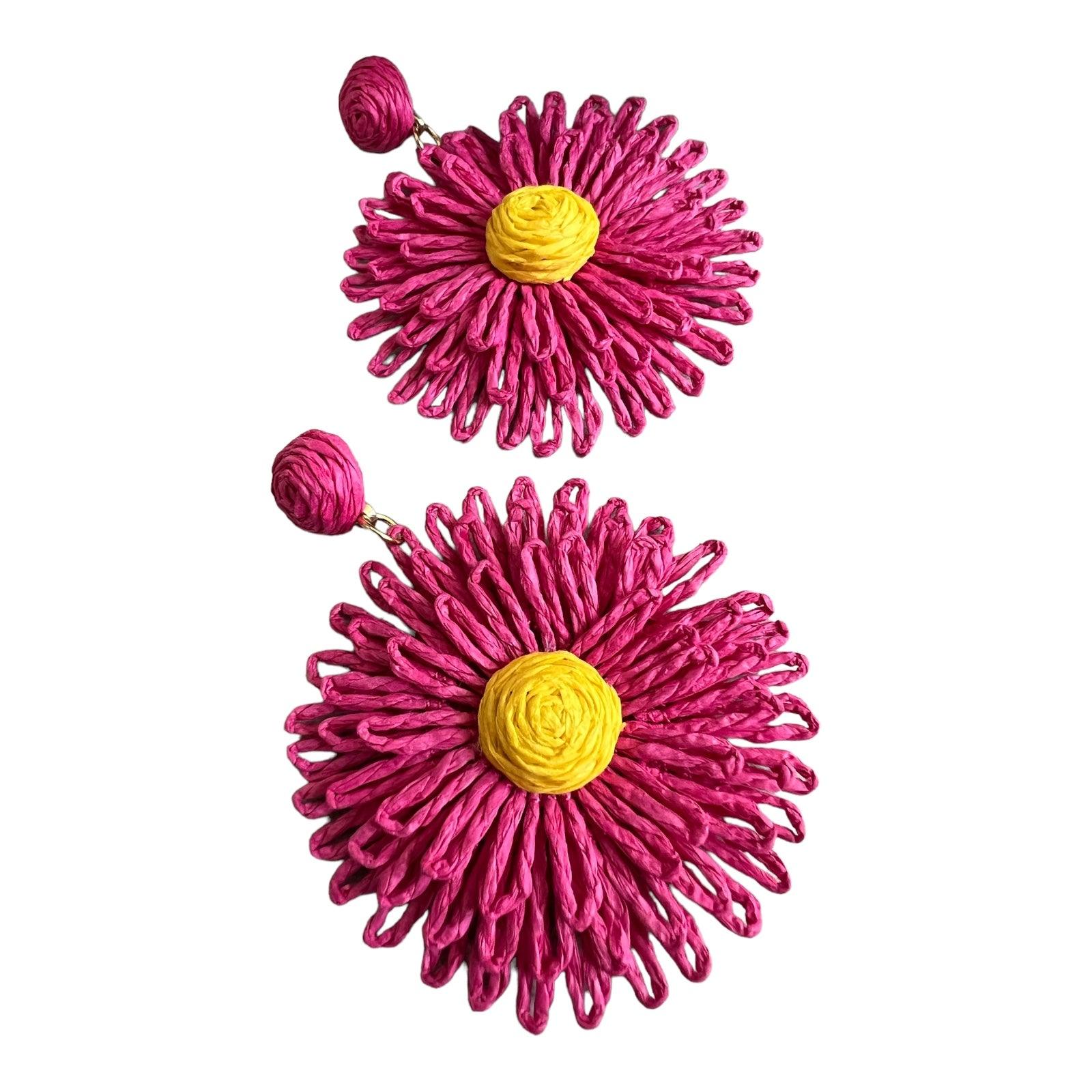 Boucles d’oreilles CARLY fleurs printemps été roses style campagne - Créations Uniques