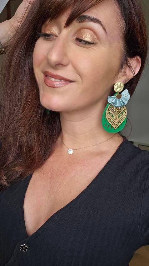 Boucles d’oreilles TELMA gouttes bois vert - Créations Uniques - Créations Uniques