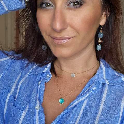 Boucles d’oreilles ANITA perles cubes bleu gris, bijoux fait main - Créations Uniques - Créations Uniques