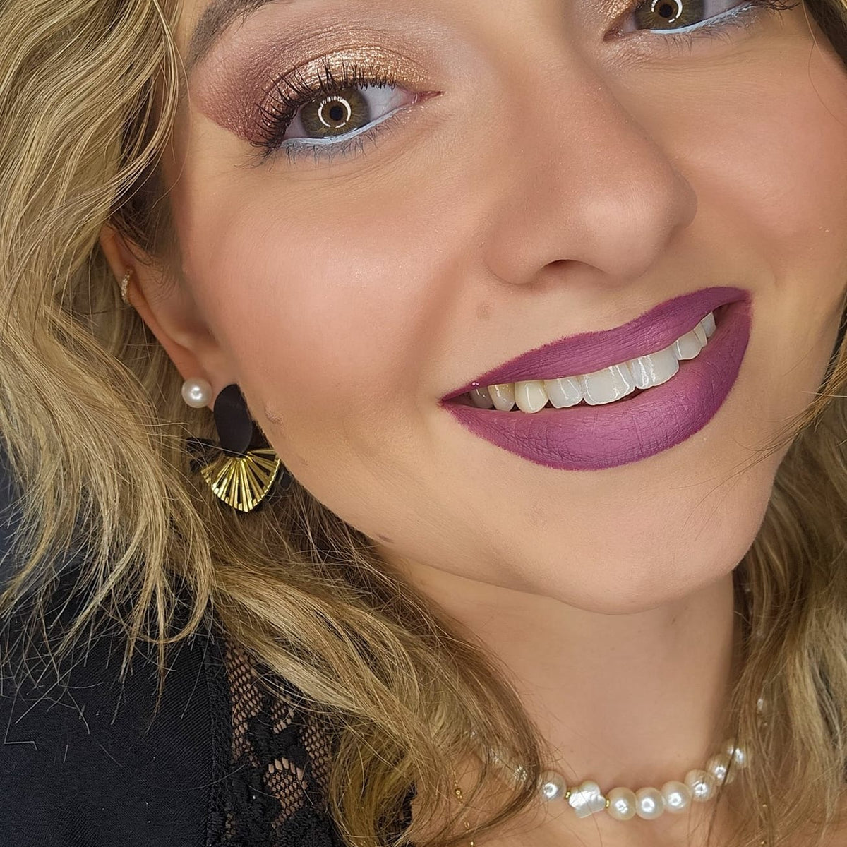 Boucles d’oreilles LALY éventails noirs et dorés superposés - Créations Uniques - Créations Uniques