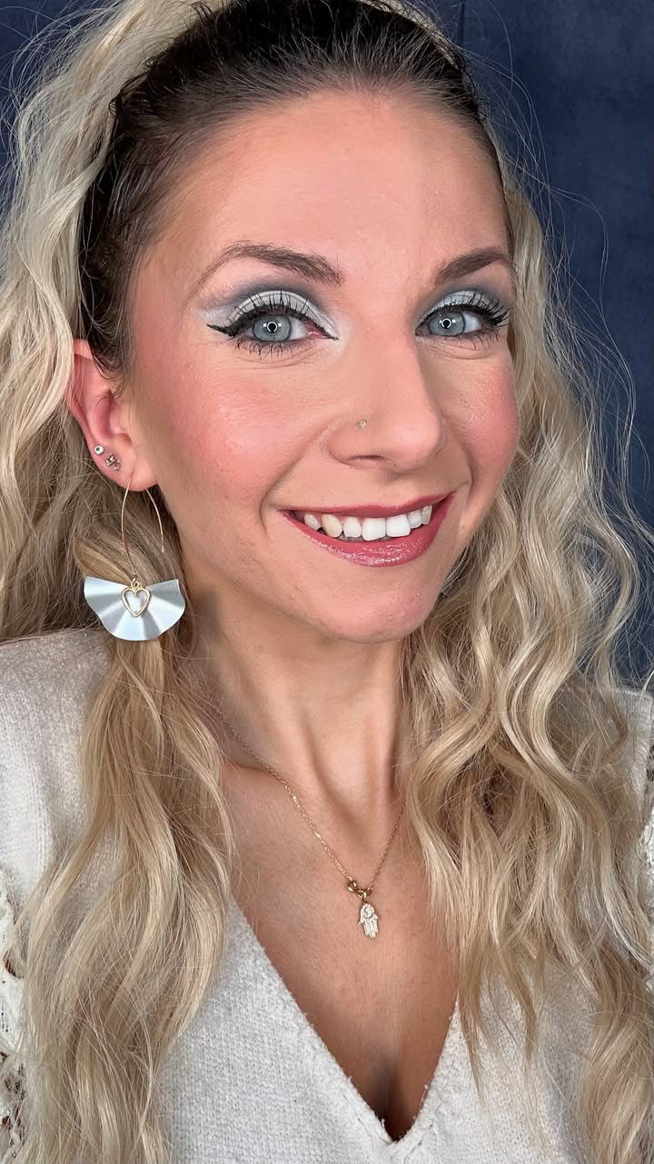 Boucles d’oreilles SELENE éventails argentés cœurs dorés - Créations Uniques - Créations Uniques