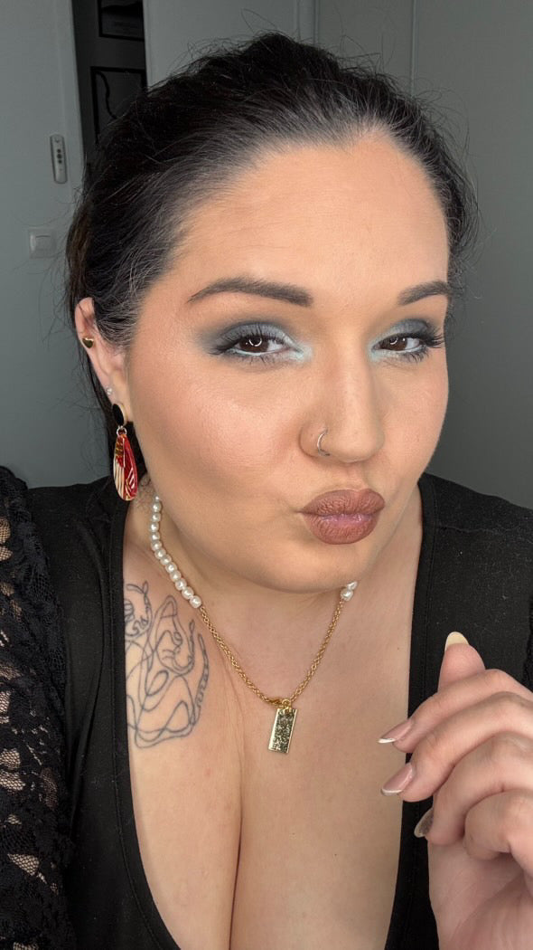 Boucles d’oreilles AUGUSTINE gouttes résine rouge et jaune - Créations Uniques - Créations Uniques