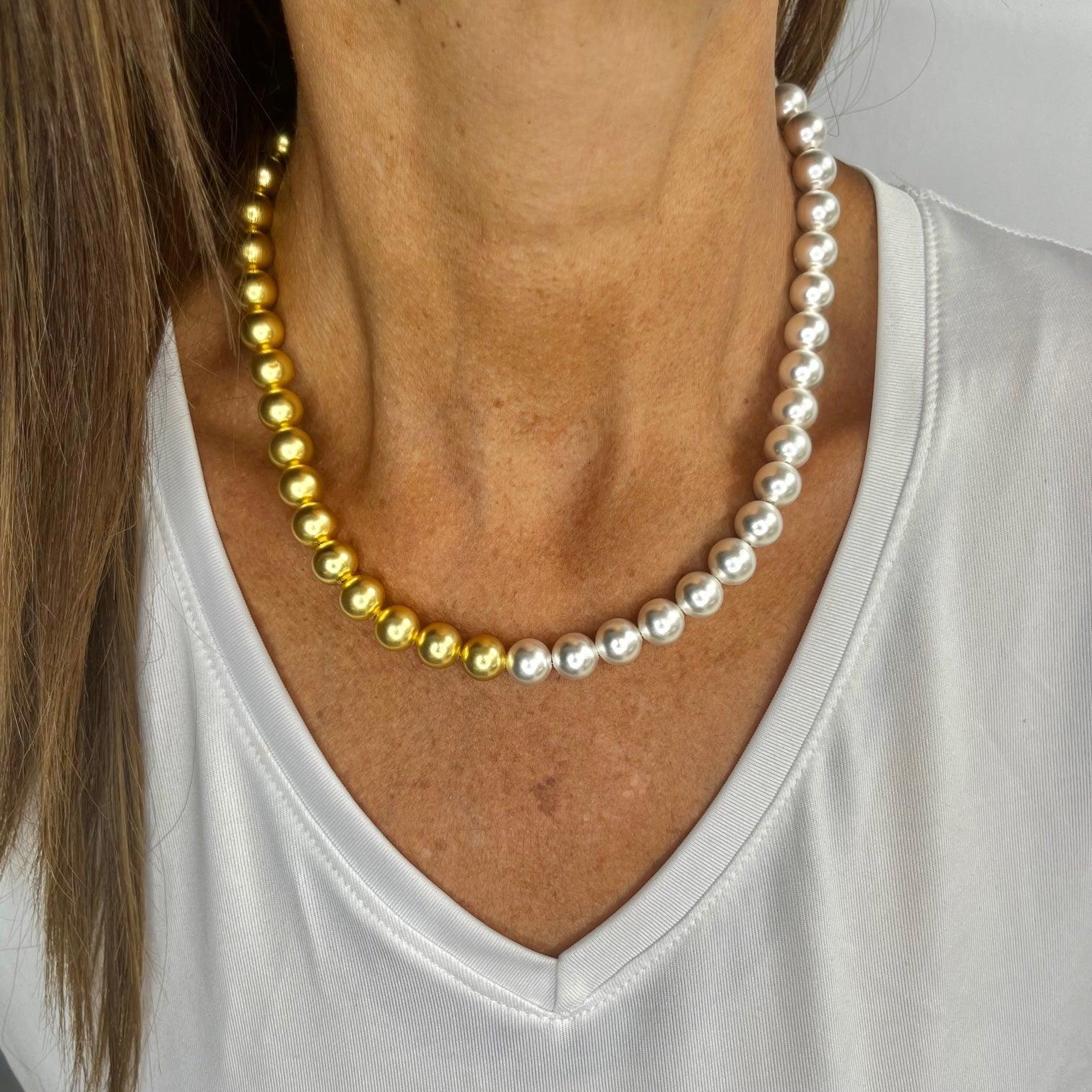 N80085 Collier chaîne perles métaux mixtes - Karine Sultan - Créations Uniques