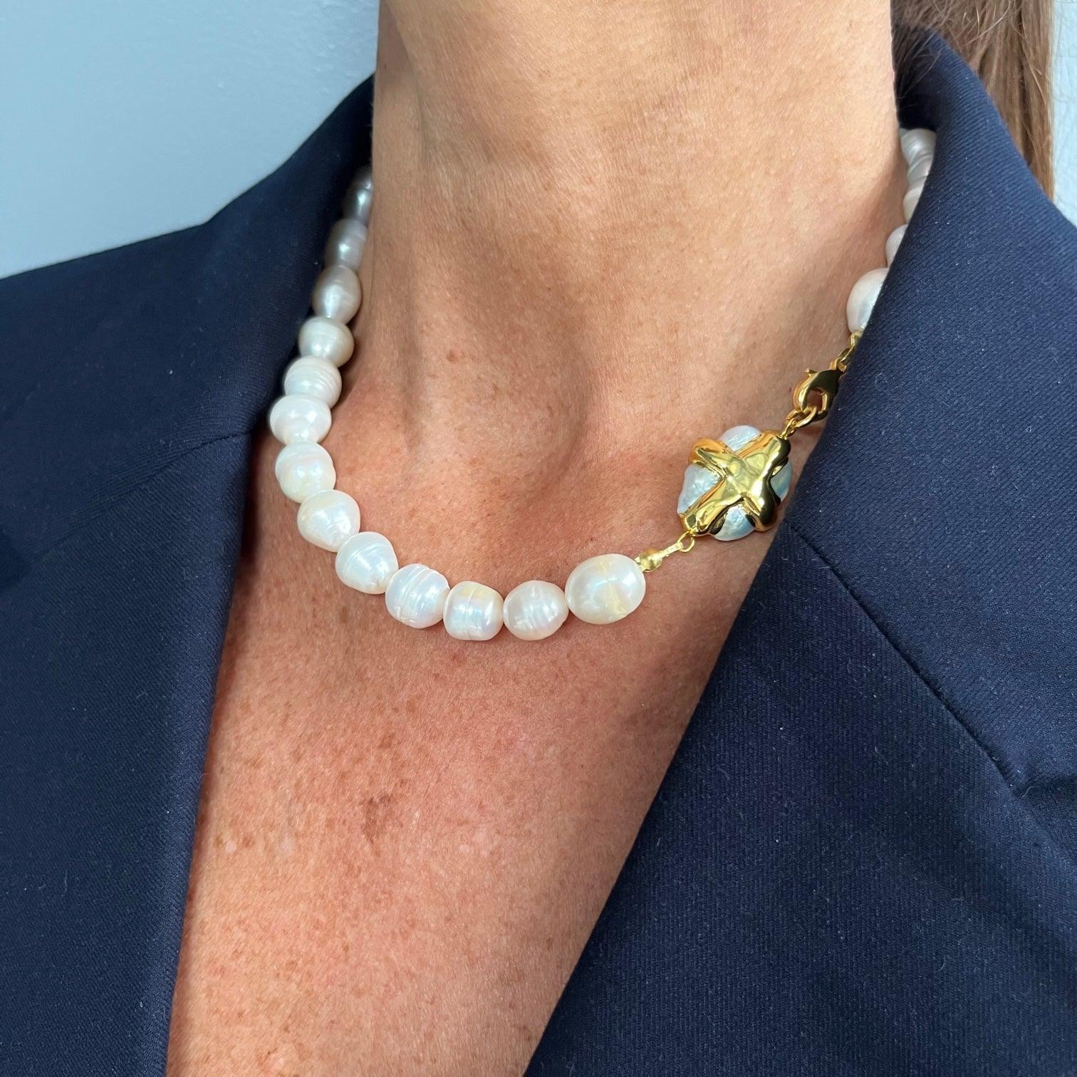 N75538 Collier rang perles d'eau douce perle - Karine Sultan - Créations Uniques