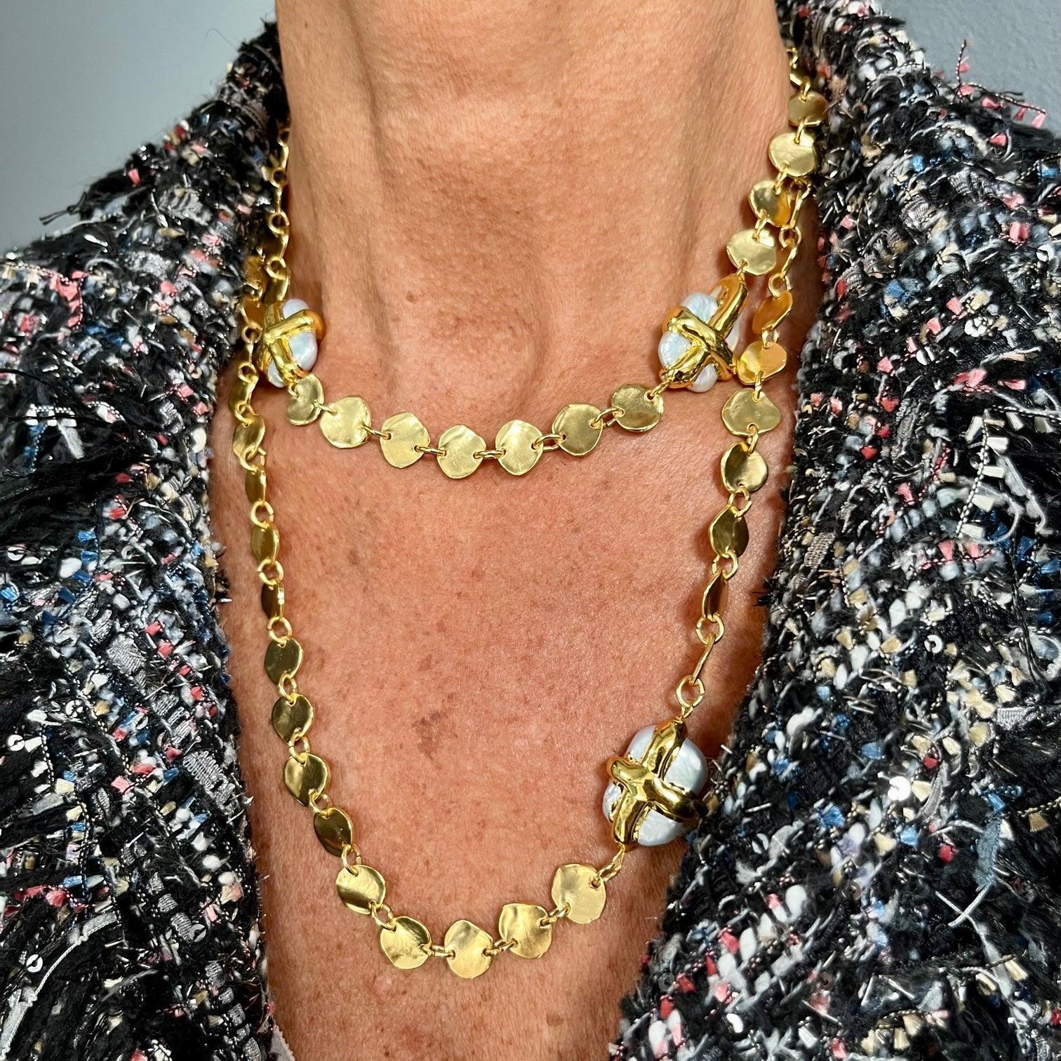 N75541 Collier mini superposé pièces et perles - Karine Sultan - Créations Uniques