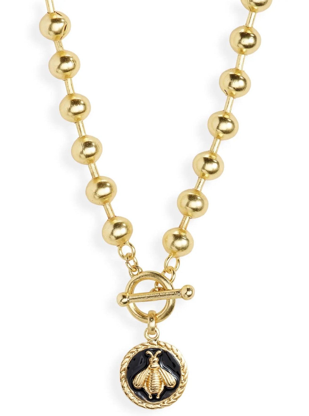 N71725 Collier chaîne Email noir - Karine Sultan - Créations Uniques