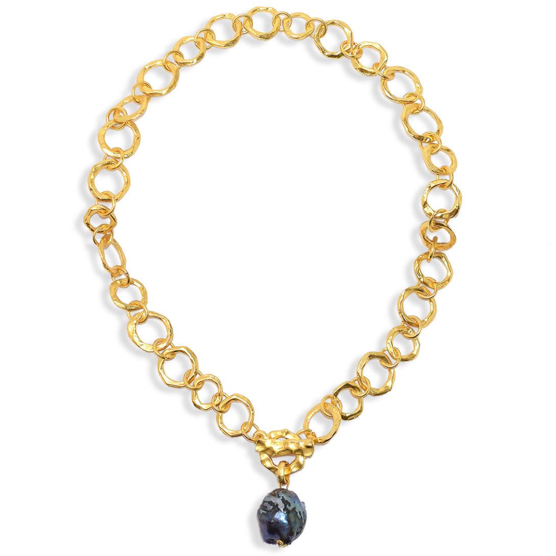 N73530 Collier chaîne perle Paon - Karine Sultan - Créations Uniques