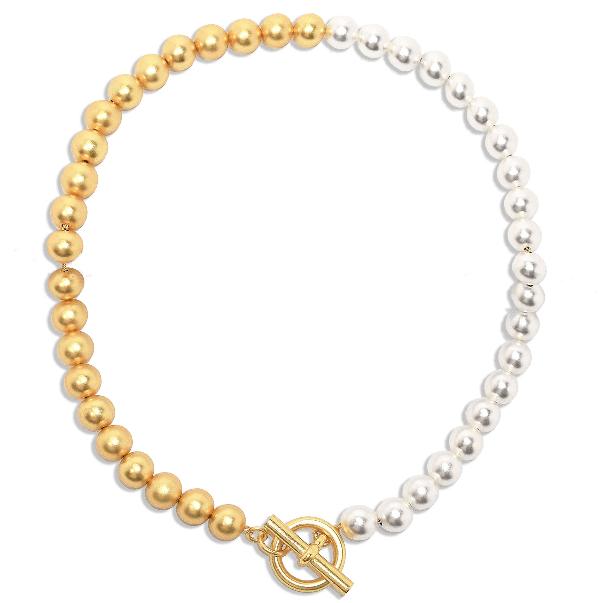 N80085 Collier chaîne perles métaux mixtes - Karine Sultan - Créations Uniques