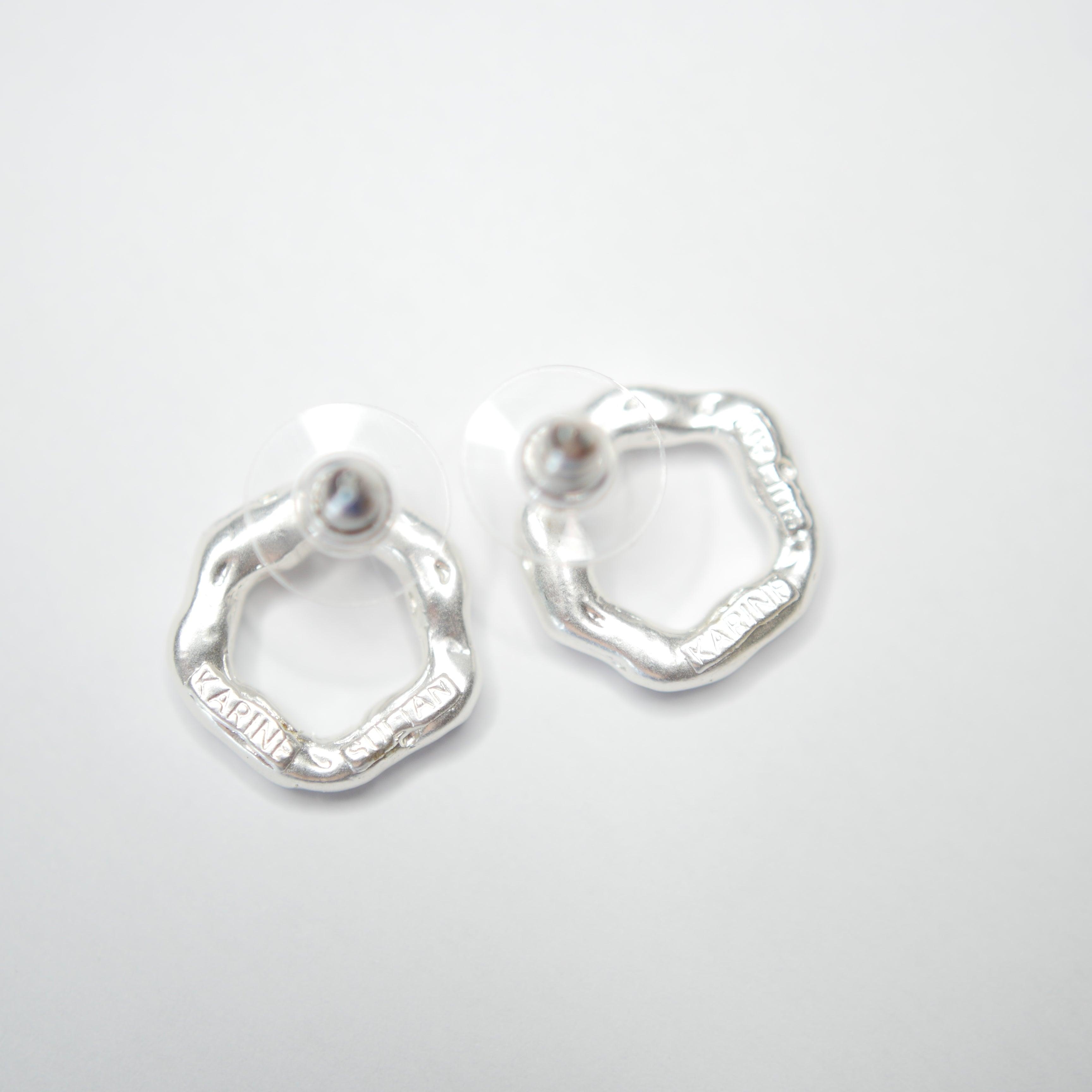 E71035 Boucles d'oreille Puce cercle ouvert bio - Karine Sultan - Créations Uniques