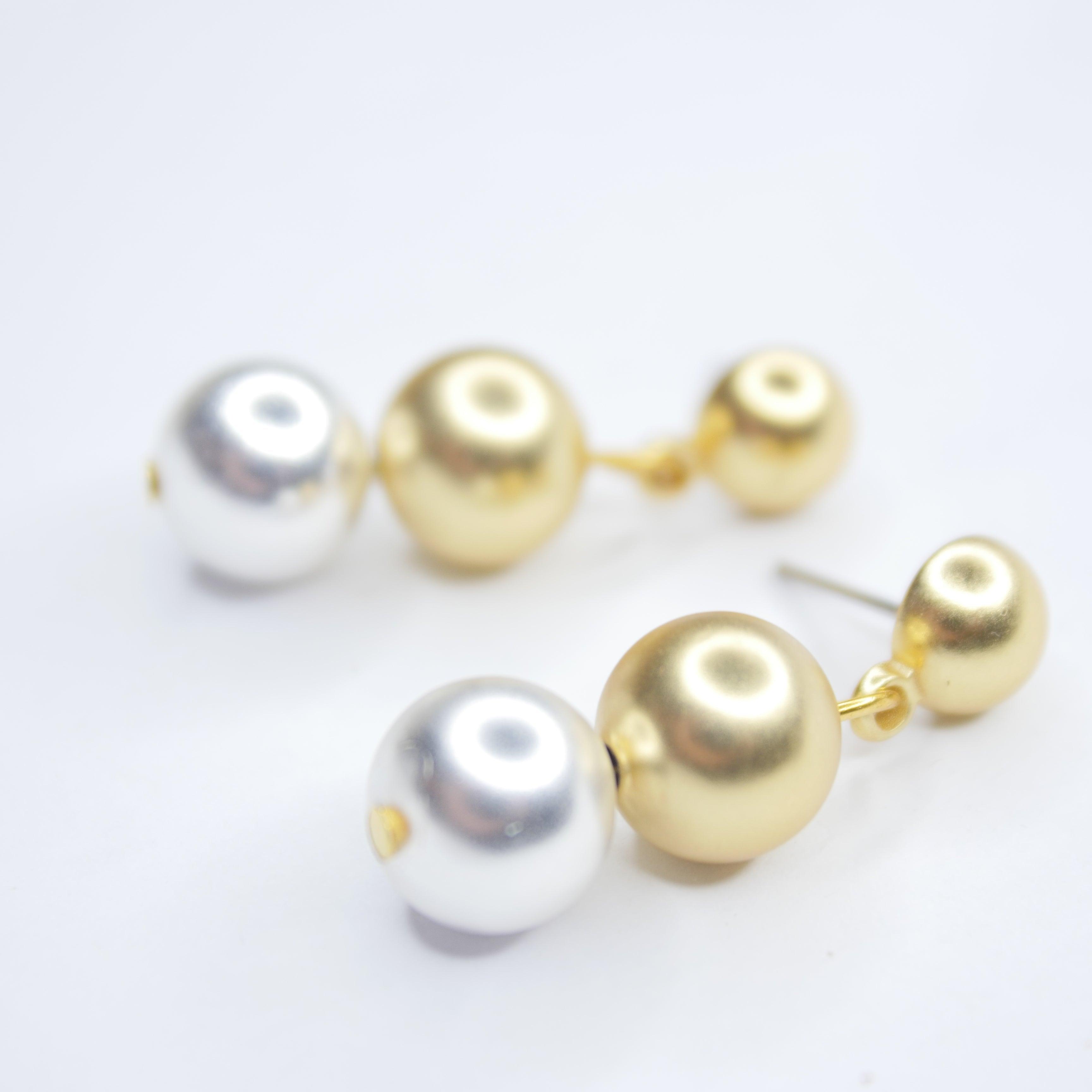 E73541 Boucles d'oreilles perles polies métaux mixtes - Karine Sultan - Créations Uniques