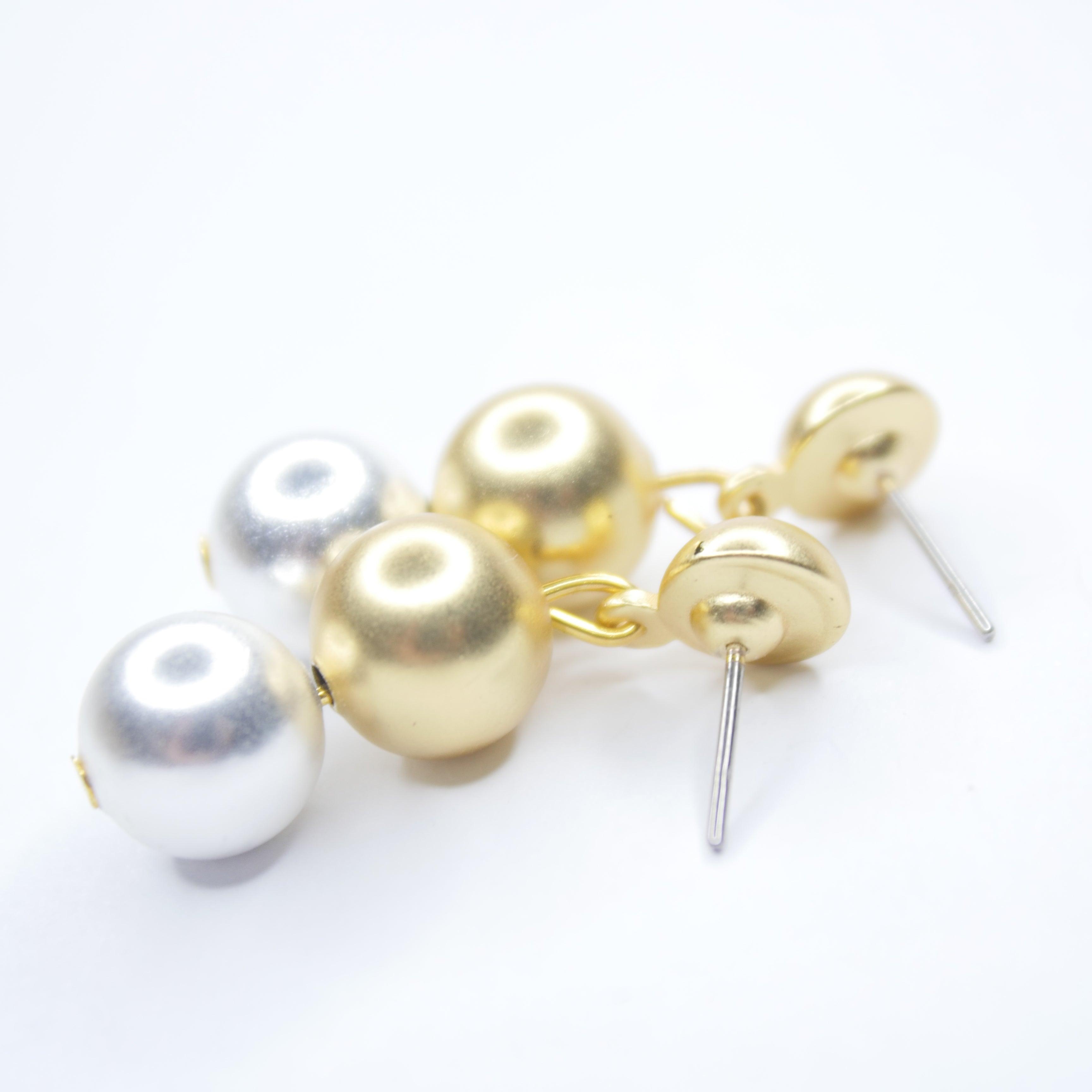 E73541 Boucles d'oreilles perles polies métaux mixtes - Karine Sultan - Créations Uniques