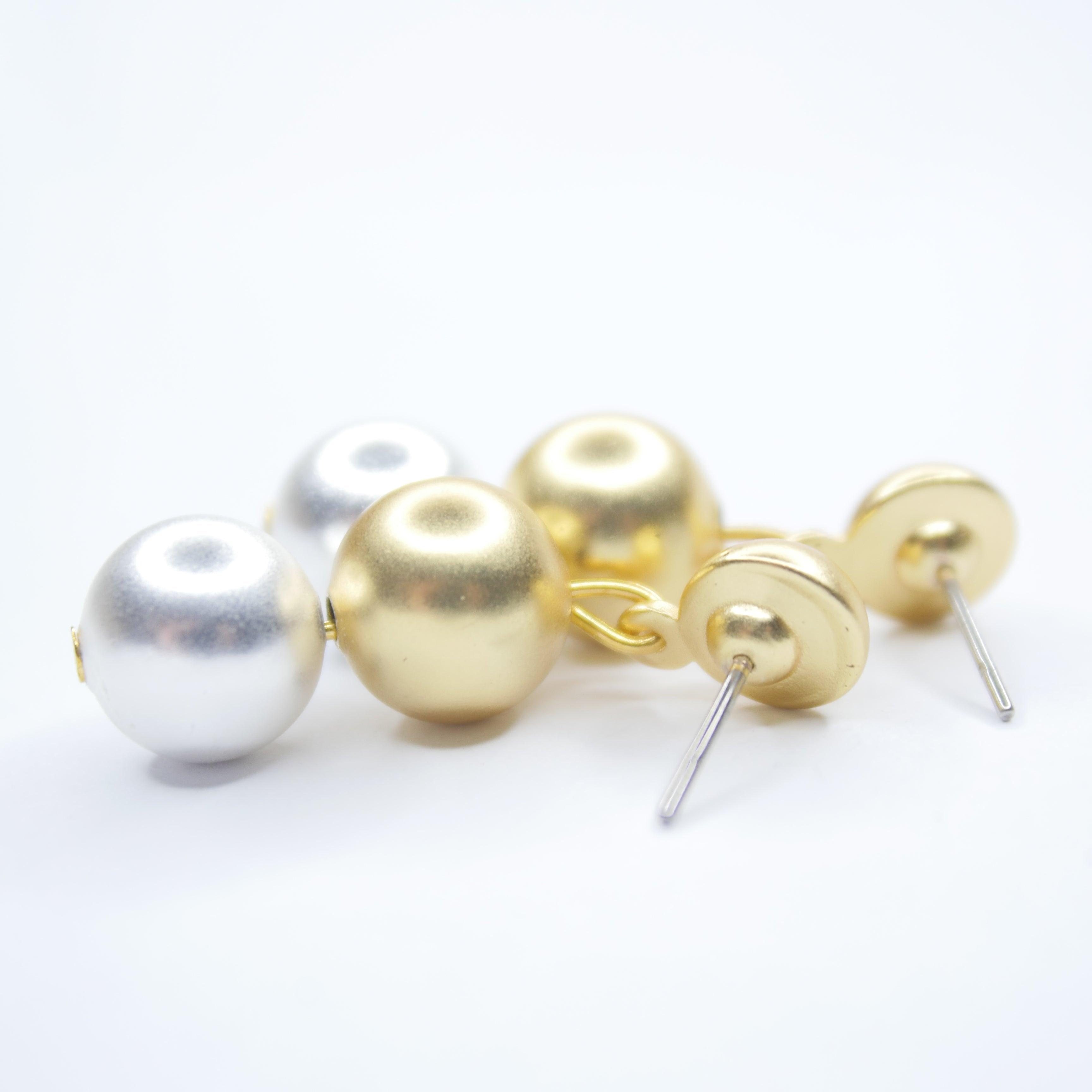 E73541 Boucles d'oreilles perles polies métaux mixtes - Karine Sultan - Créations Uniques