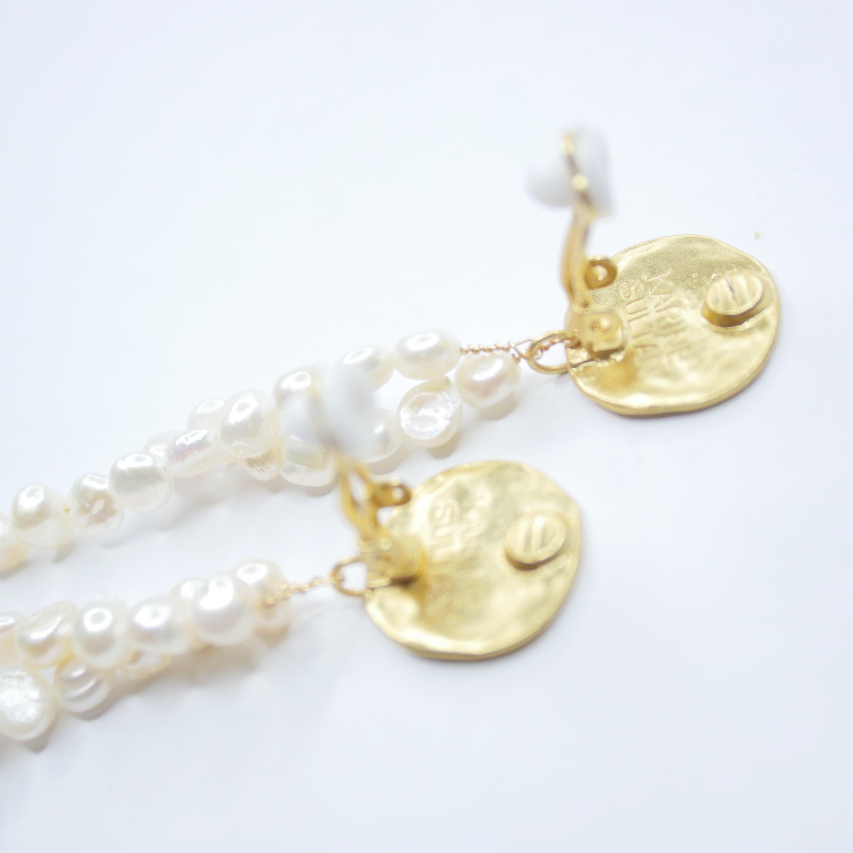 E75508 Boucles d'oreilles clips Goutte de Neige - Karine Sultan - Créations Uniques