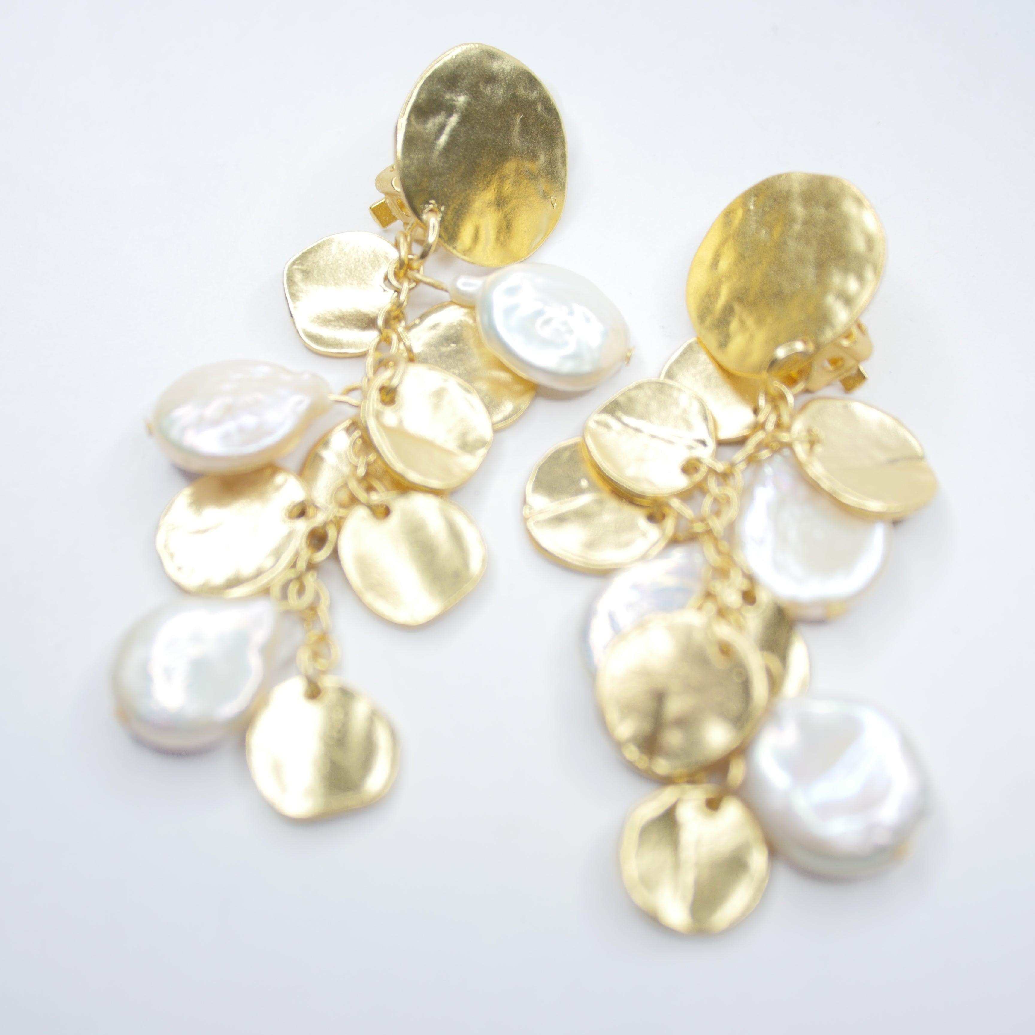 E75510 Boucles d'oreilles clips perle - Karine Sultan - Créations Uniques