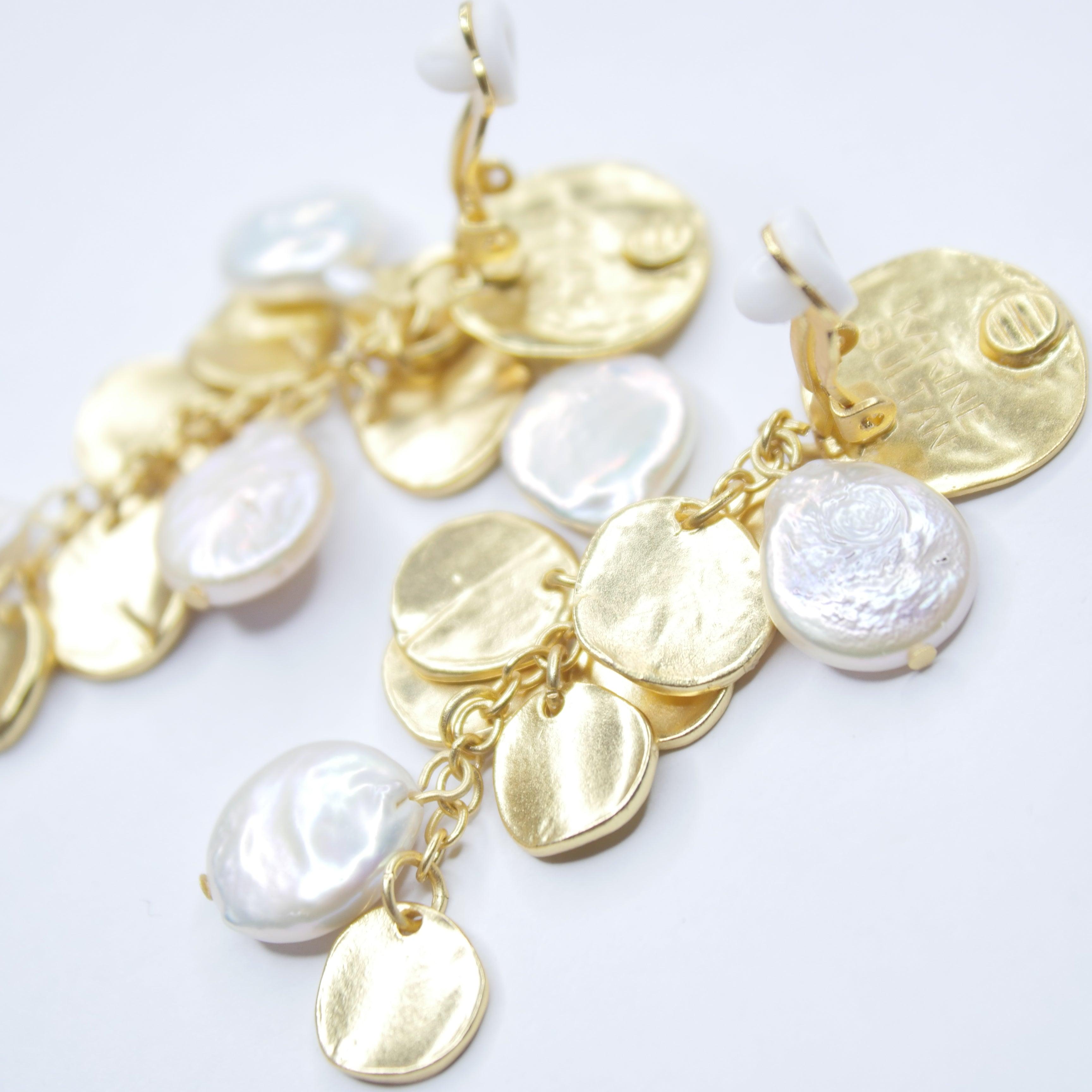 E75510 Boucles d'oreilles clips perle - Karine Sultan - Créations Uniques