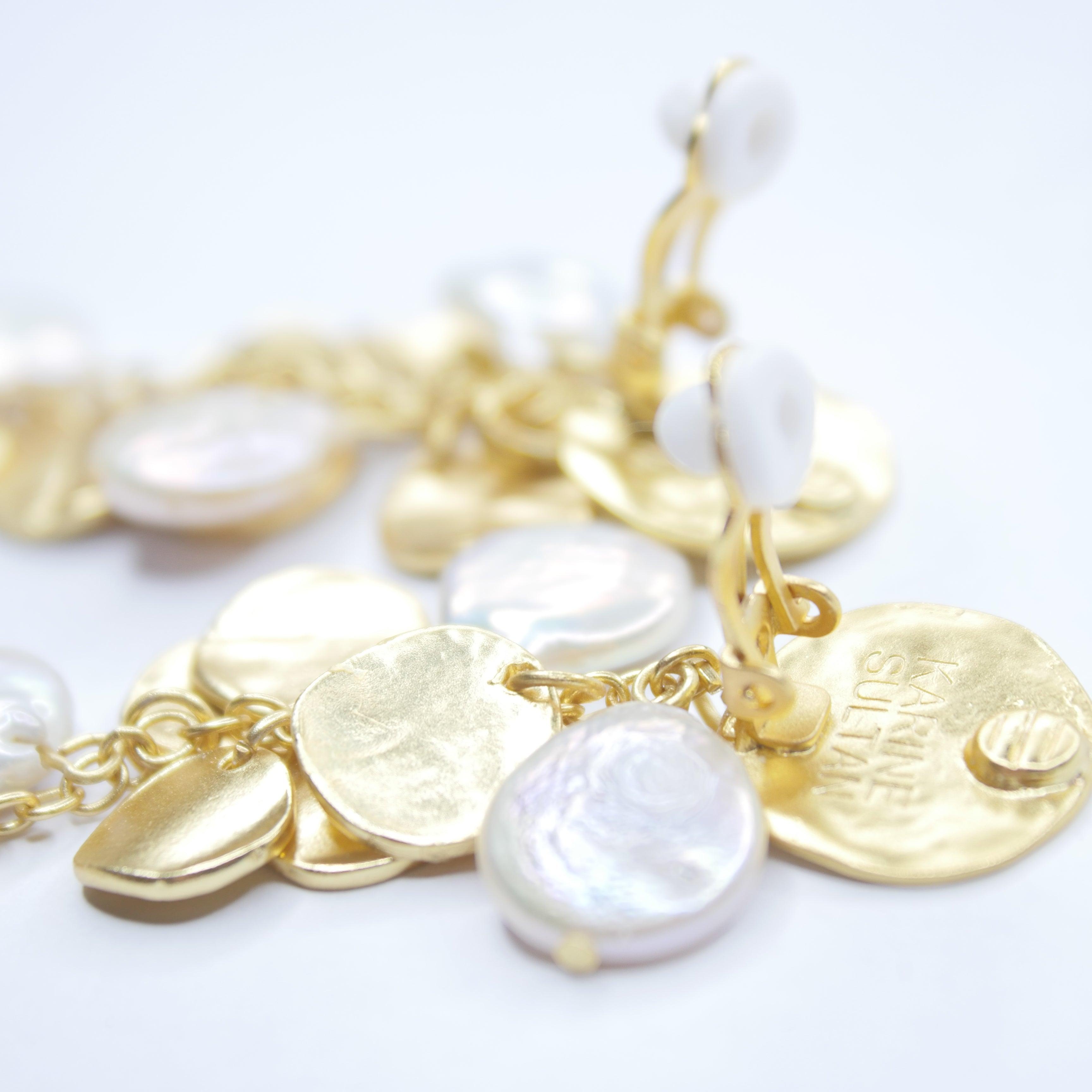 E75510 Boucles d'oreilles clips perle - Karine Sultan - Créations Uniques