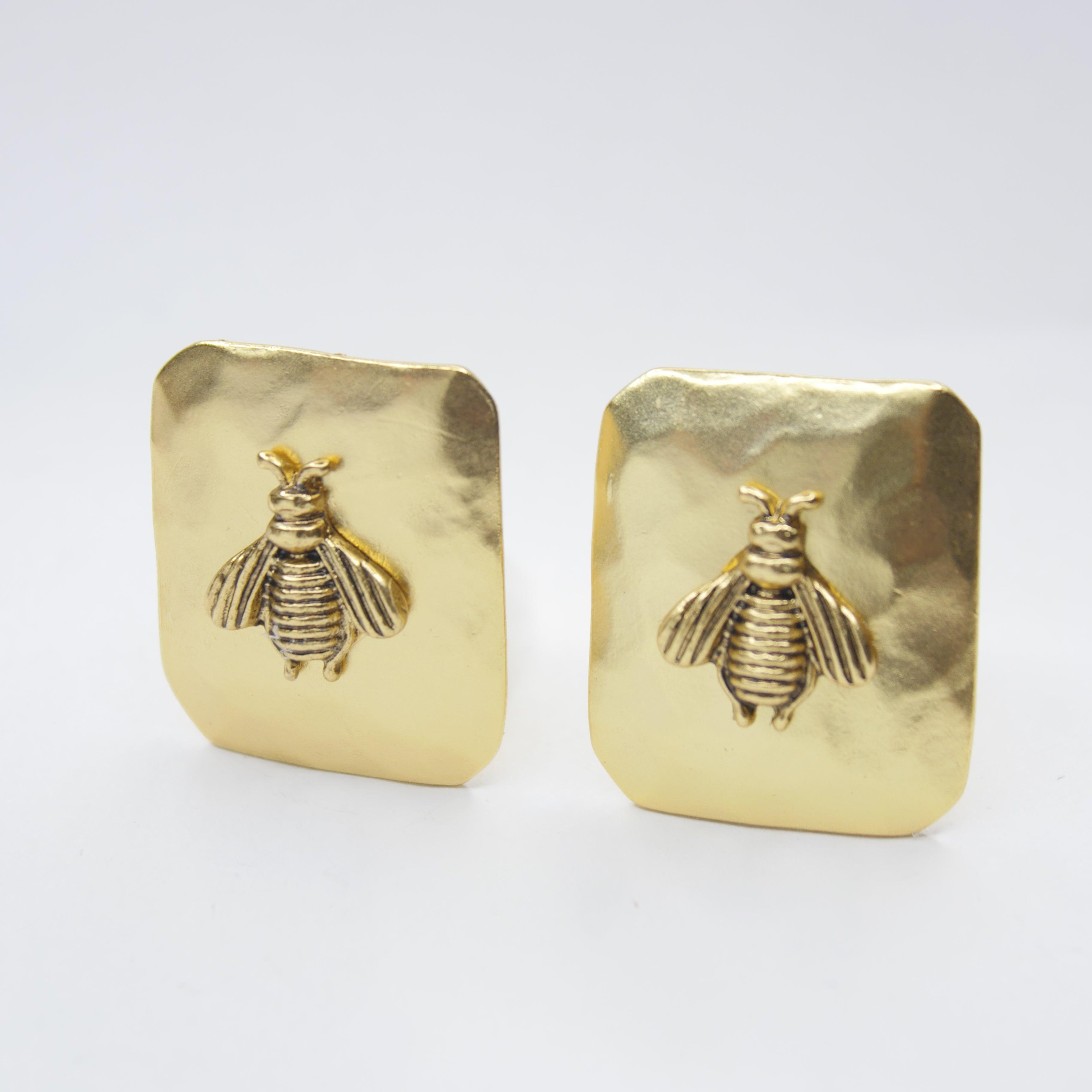 E75529 Boucles d'oreilles clips carrées Bourdon - Karine Sultan - Créations Uniques