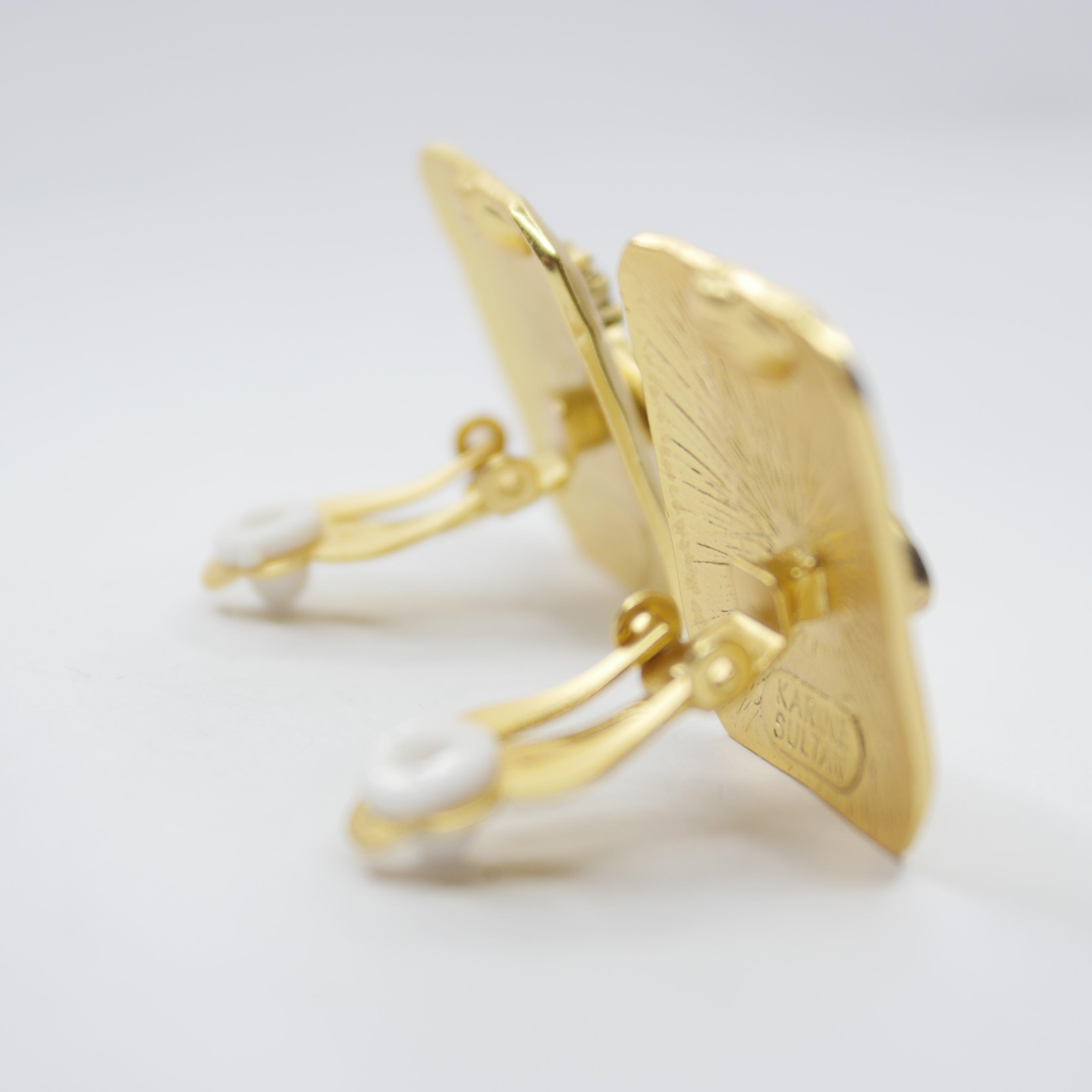 E75529 Boucles d'oreilles clips carrées Bourdon - Karine Sultan - Créations Uniques