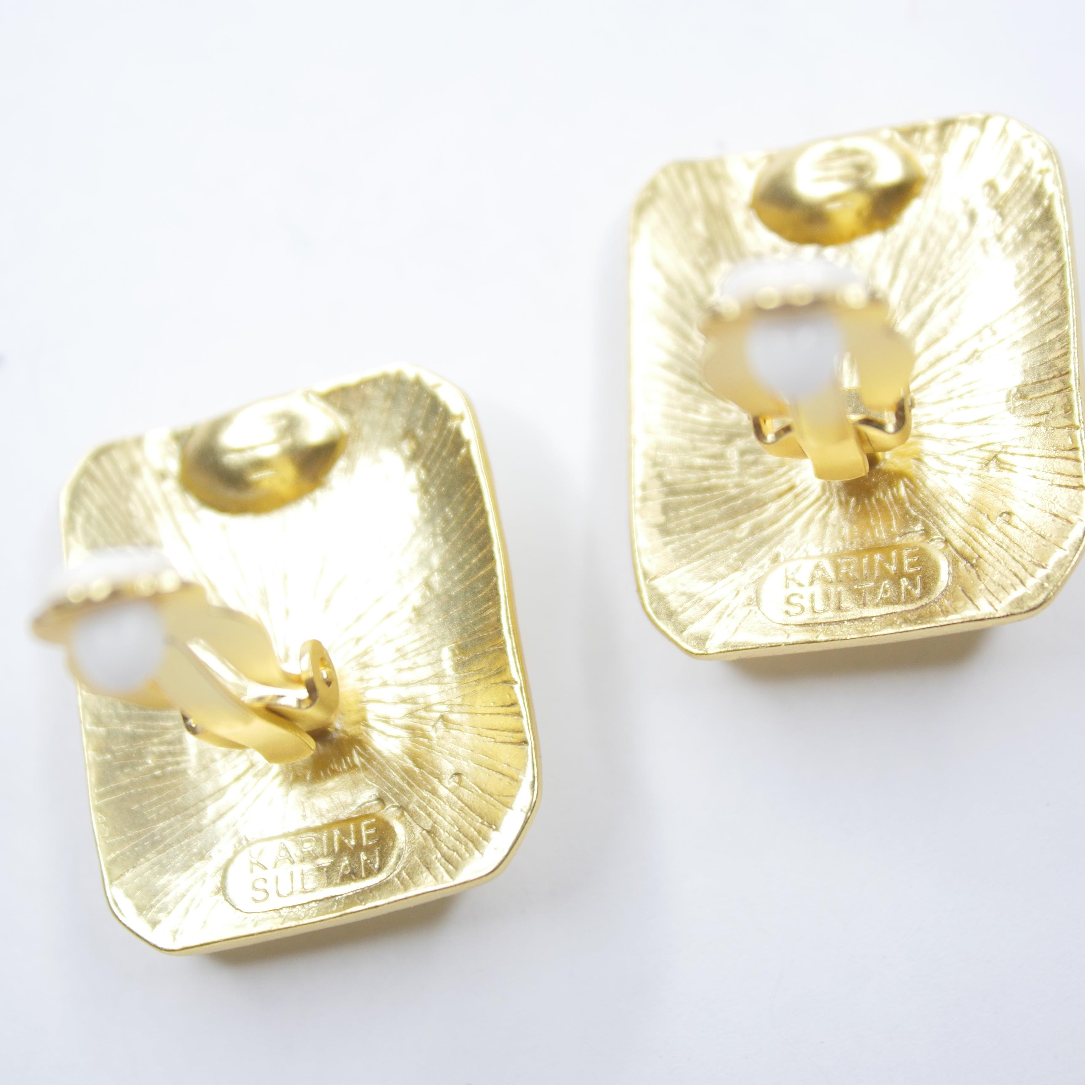 E75529 Boucles d'oreilles clips carrées Bourdon - Karine Sultan - Créations Uniques