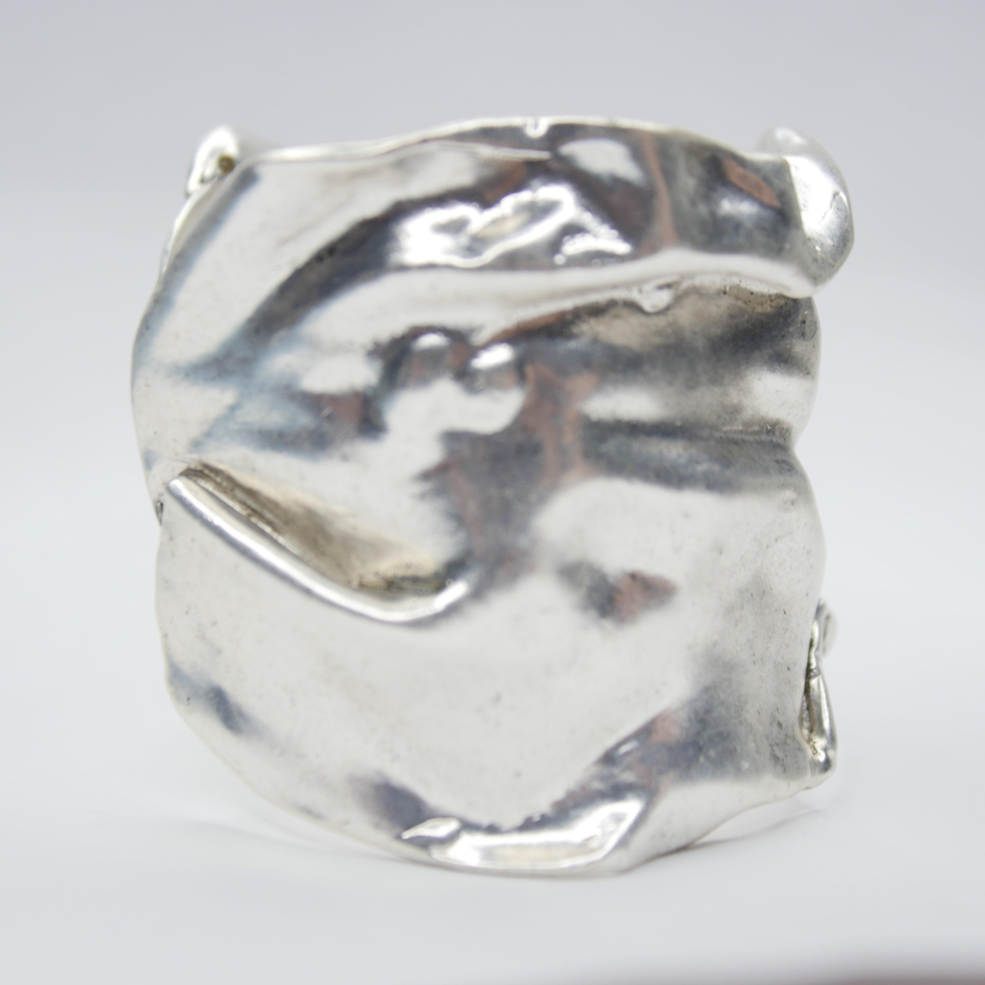 B67081 Bracelet manchette en cotte de mailles - Karine Sultan - Créations Uniques