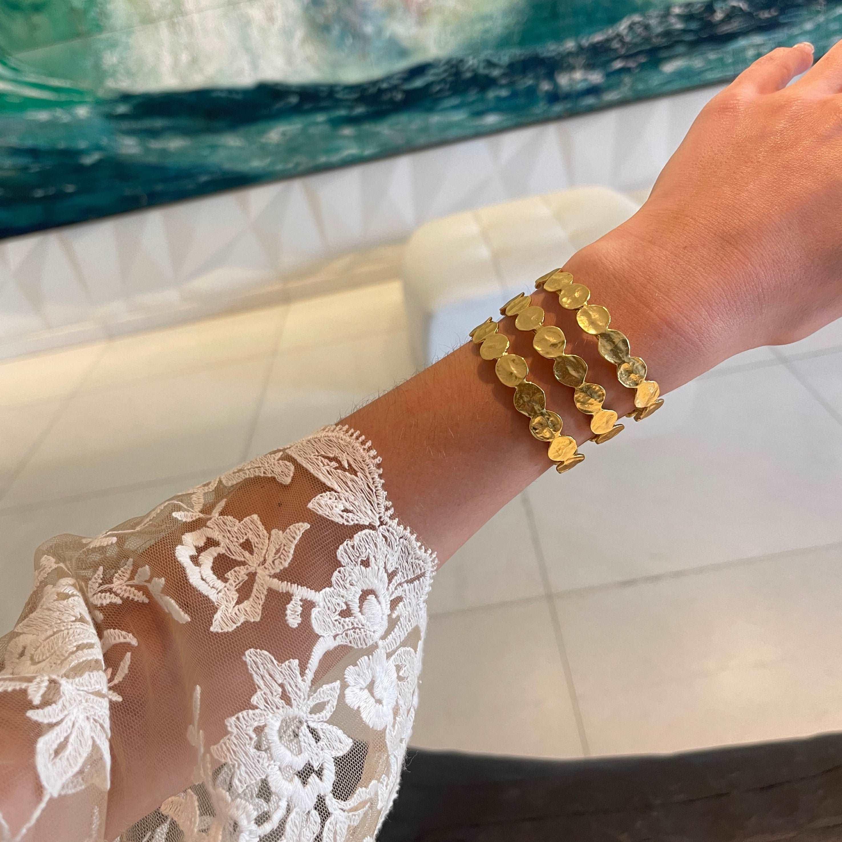 B70721 Bracelet manchette mini pièce - Karine Sultan - Créations Uniques