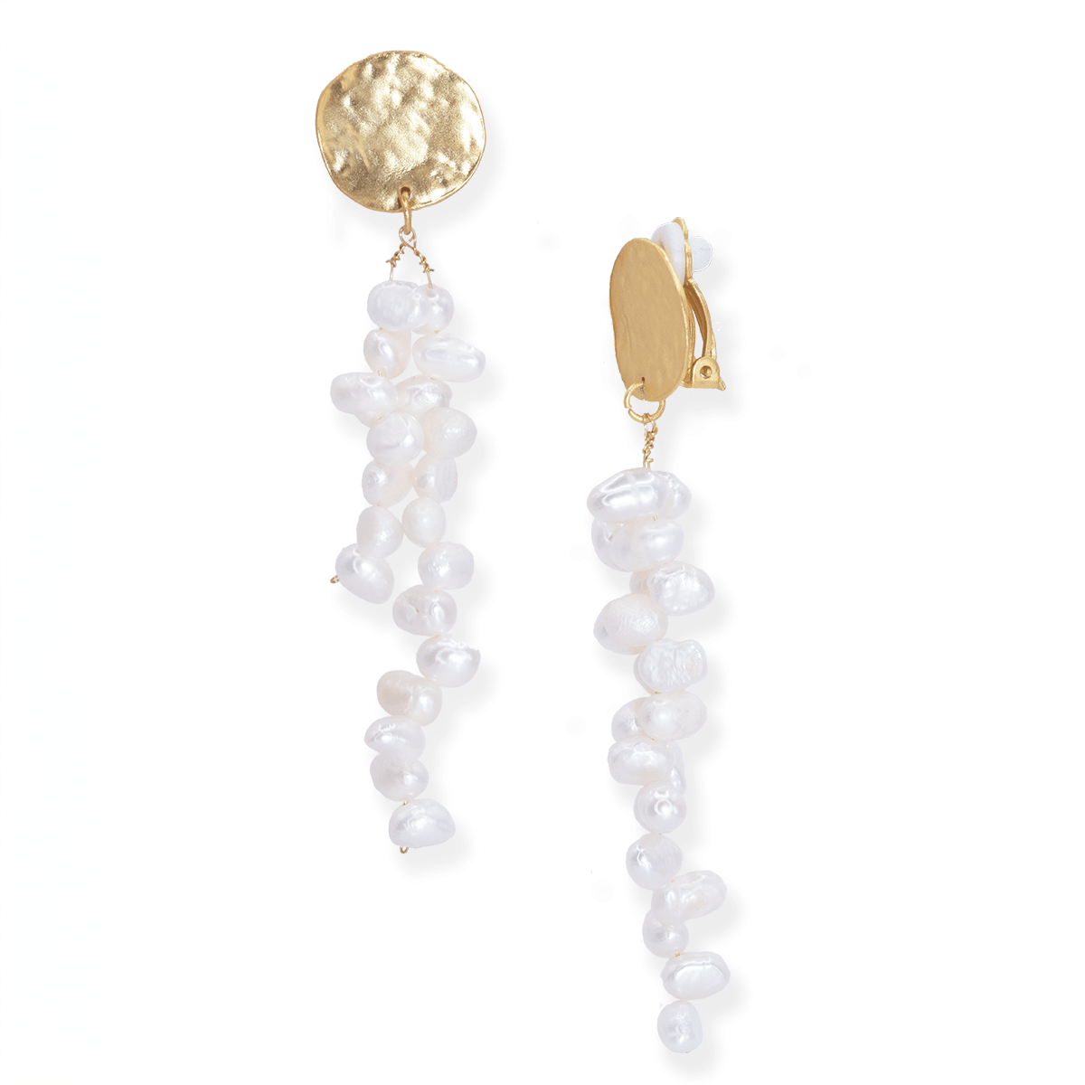 E75508 Boucles d'oreilles clips Goutte de Neige - Karine Sultan - Créations Uniques