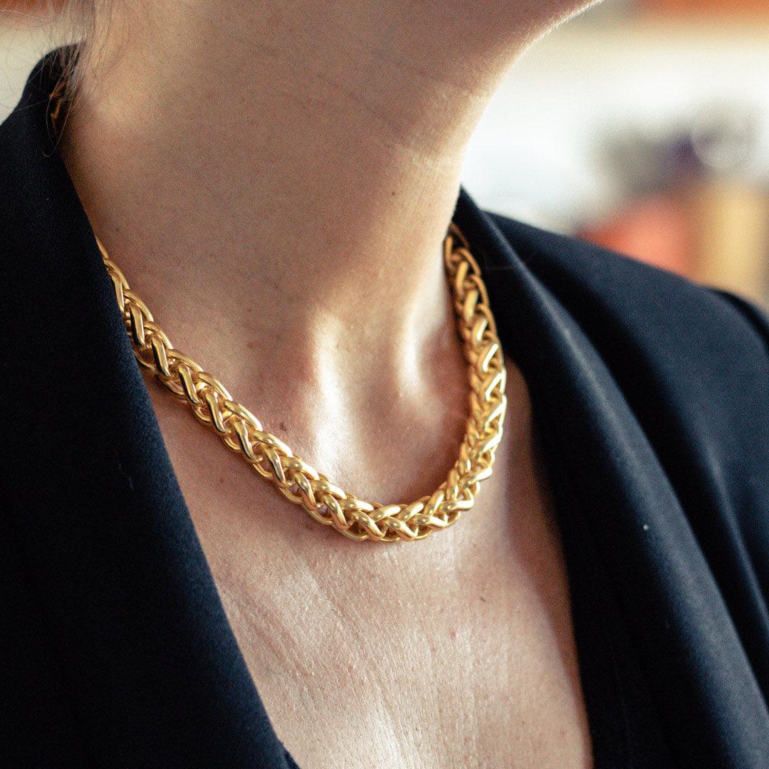 N60088 Collier chaîne courte maillons tressés - Karine Sultan - Créations Uniques