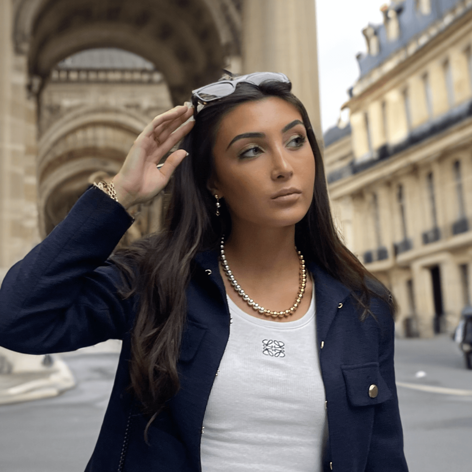 N80085 Collier chaîne perles métaux mixtes - Karine Sultan - Créations Uniques