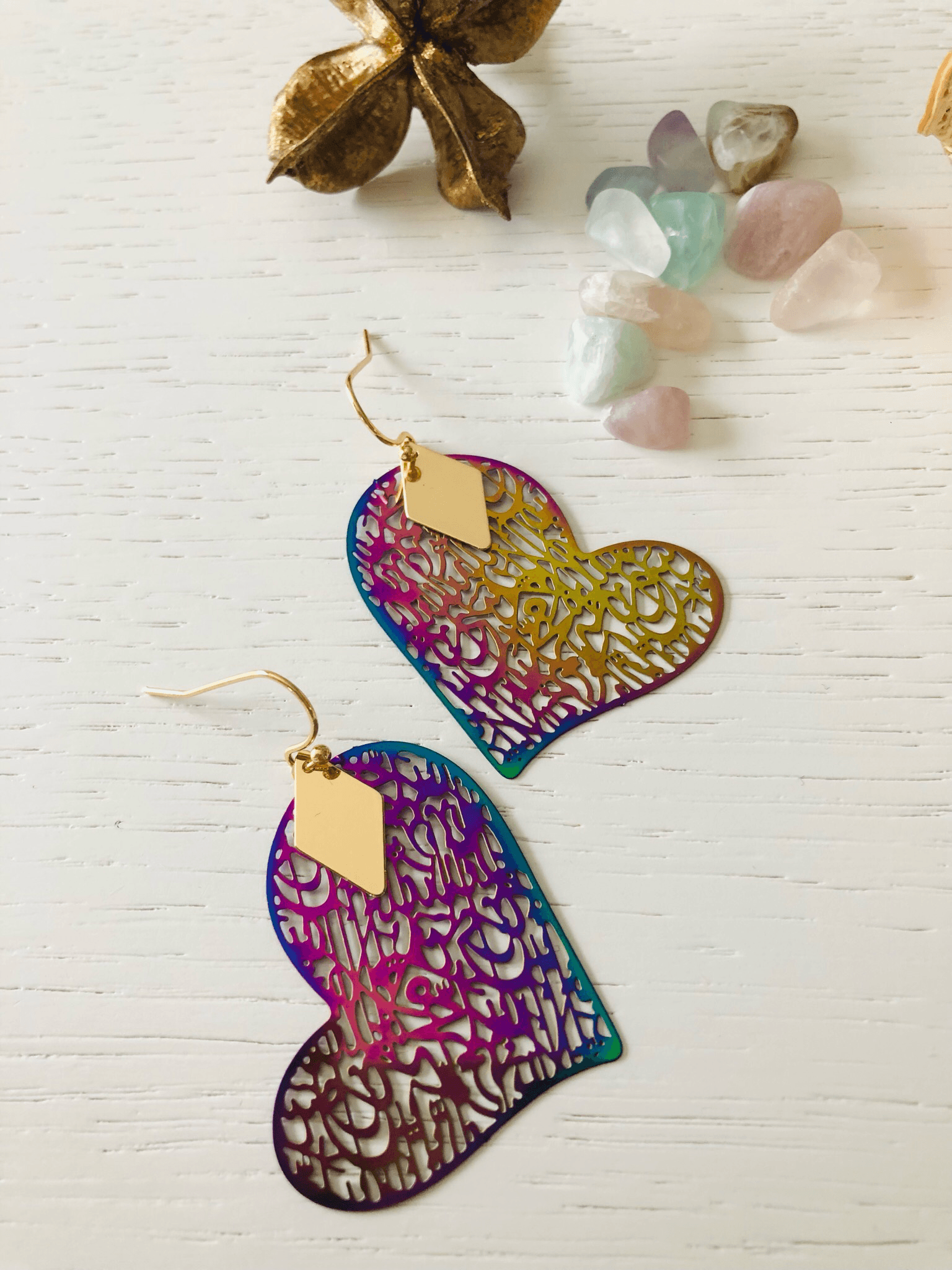 Boucles d’oreilles BARBARA cœurs fins et légers - Créations Uniques - Créations Uniques