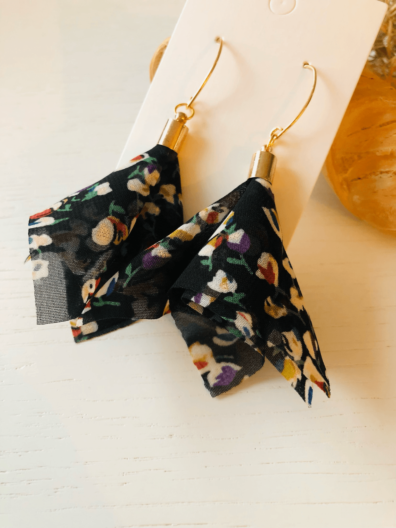 Boucles d’oreilles JOSIANE tissu motif fleuri - Créations Uniques - Créations Uniques