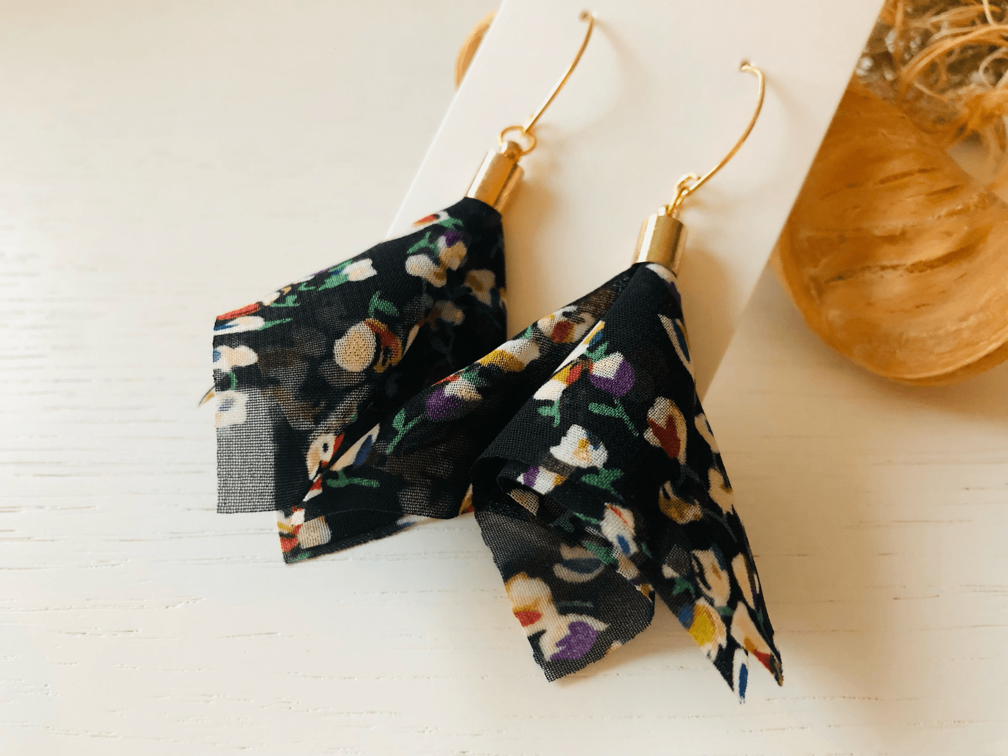 Boucles d’oreilles JOSIANE tissu motif fleuri - Créations Uniques - Créations Uniques