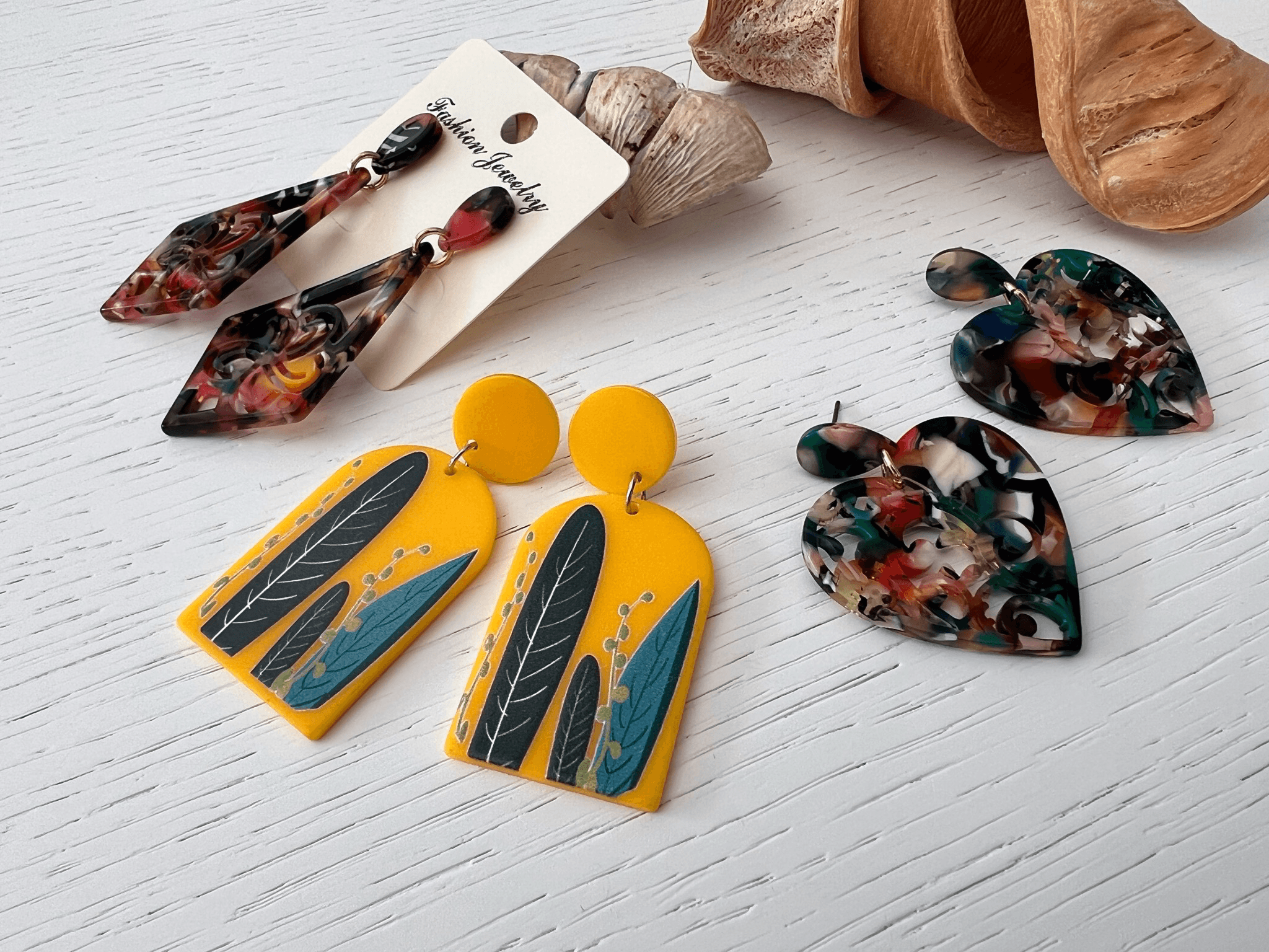 Lot FIONA - 5 paires résine - Créations Uniques