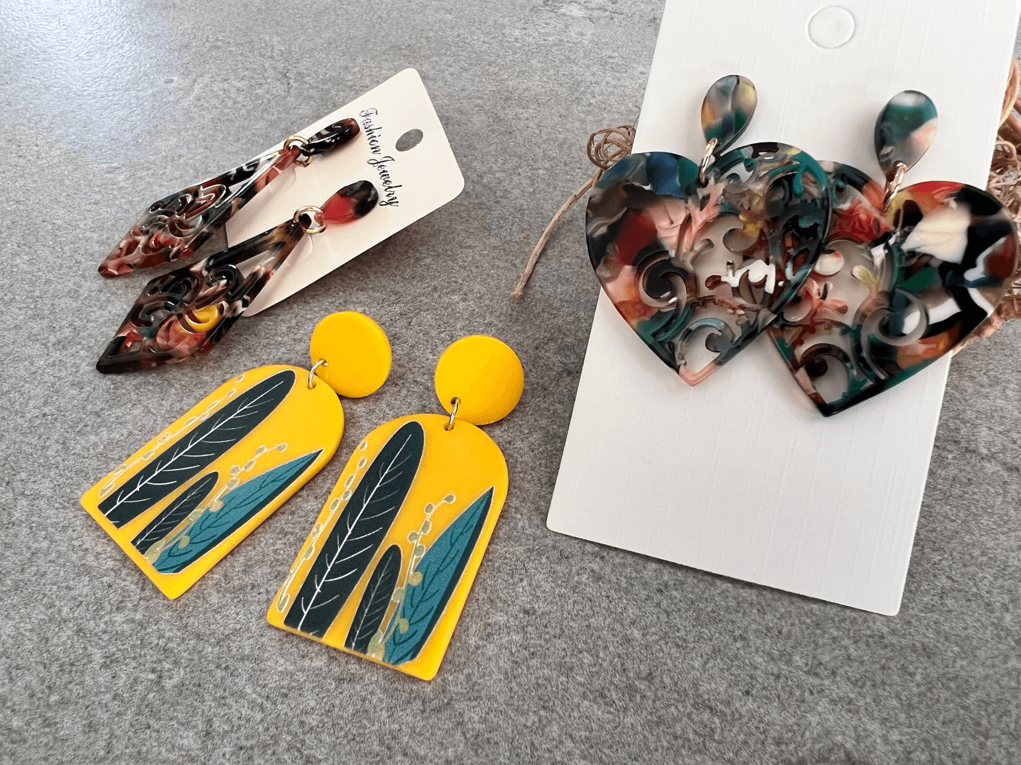 Lot FIONA - 5 paires résine - Créations Uniques