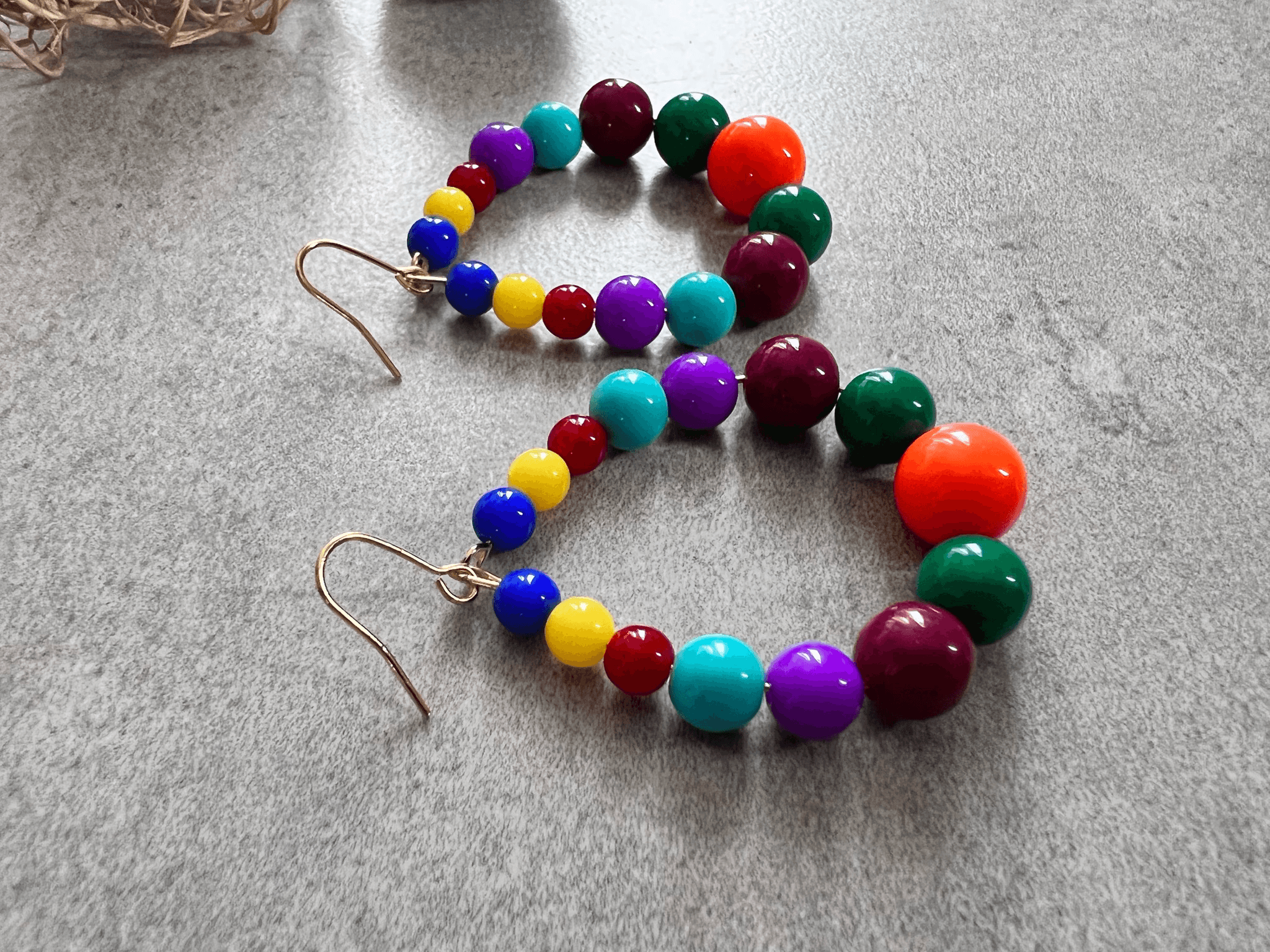 Boucles d’oreilles JANE perles multicolores - Créations Uniques - Créations Uniques