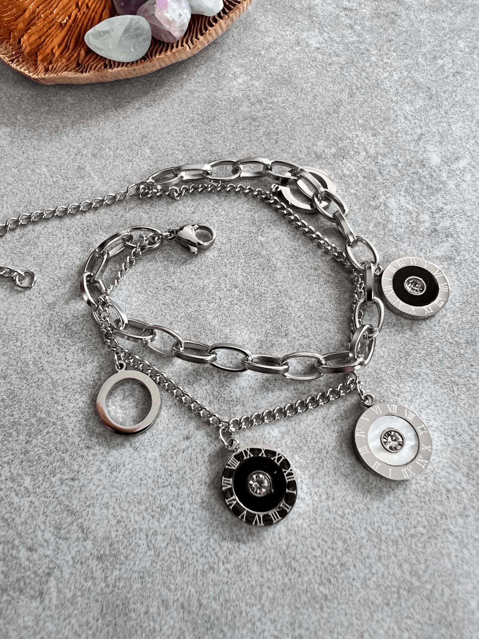 Bracelet argenté VIVIANNE chiffres romains - Créations Uniques